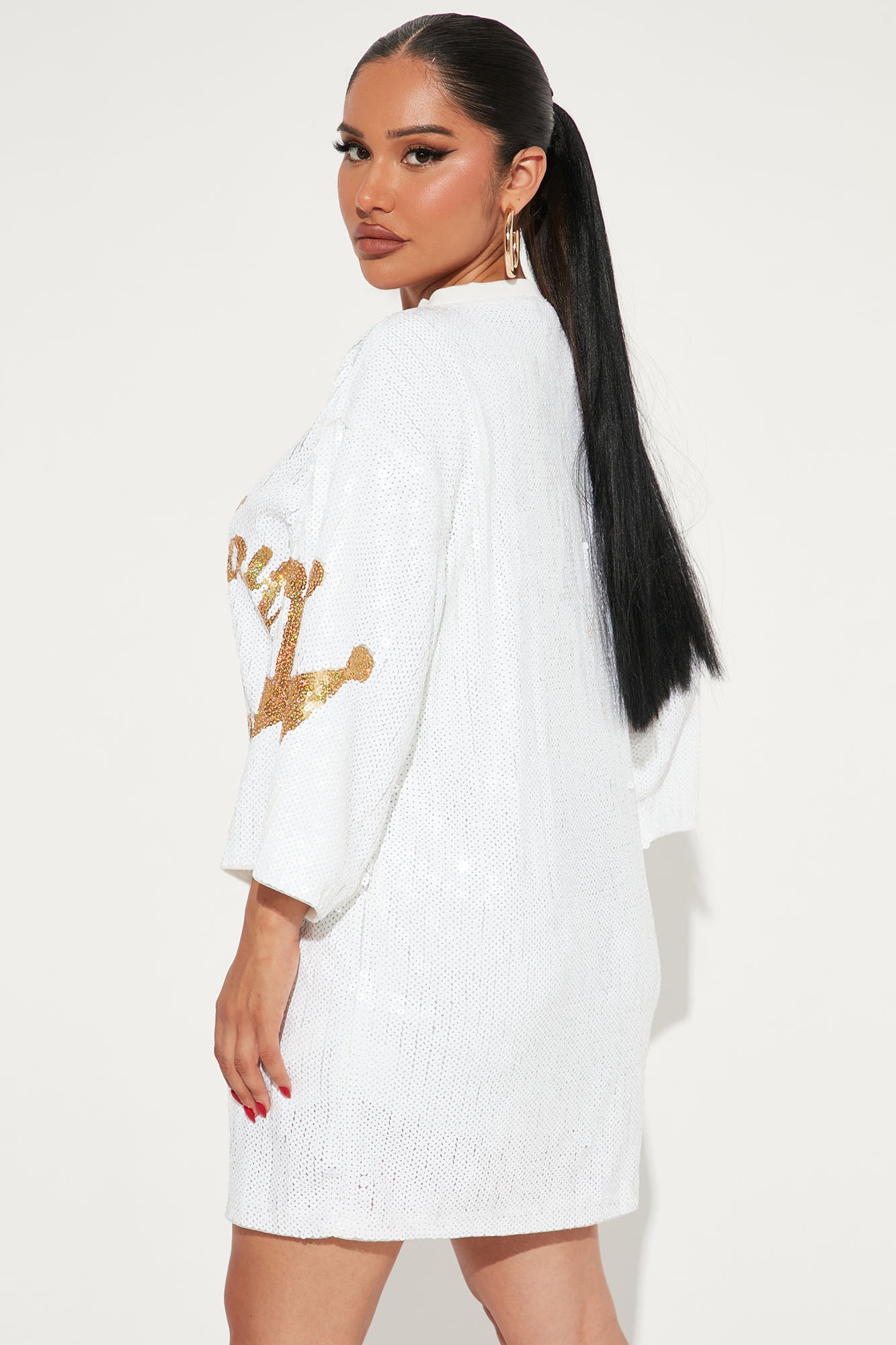 Birthday Queen Sequin Tunic - White - Image 4
