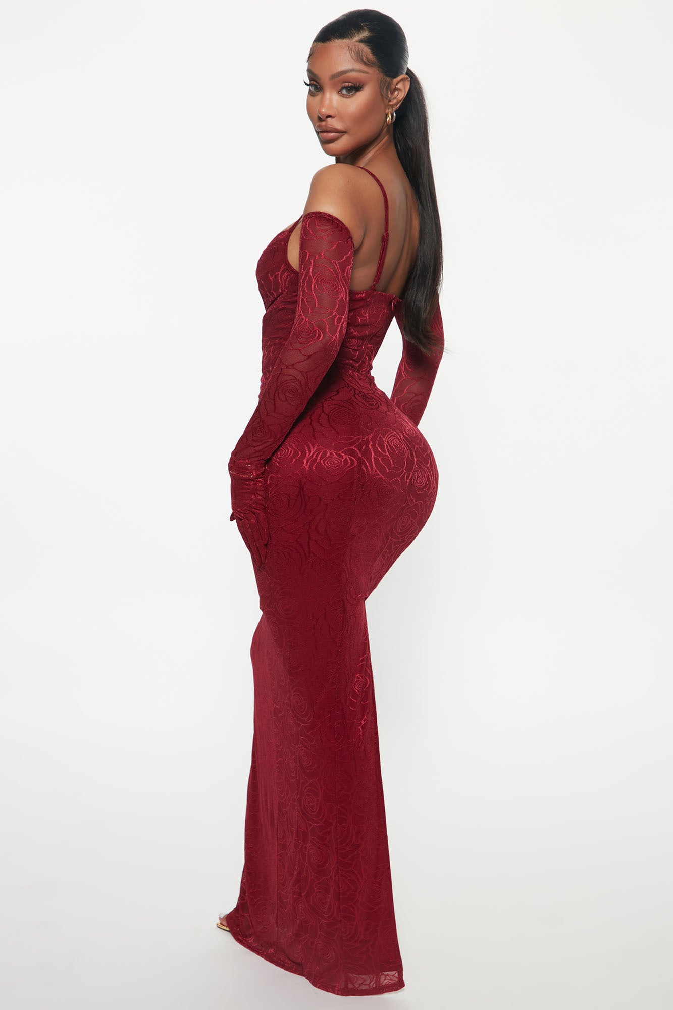 Romance Glove Dress Set - Burgundy - Image 3