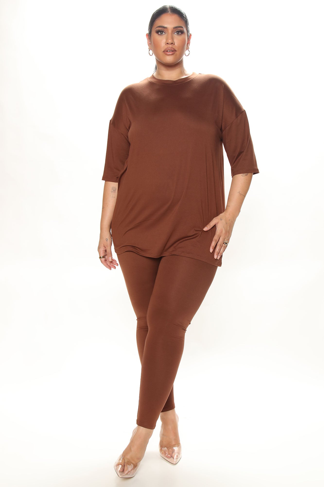 Weekend Vibes Legging Set - Brown - Image 4