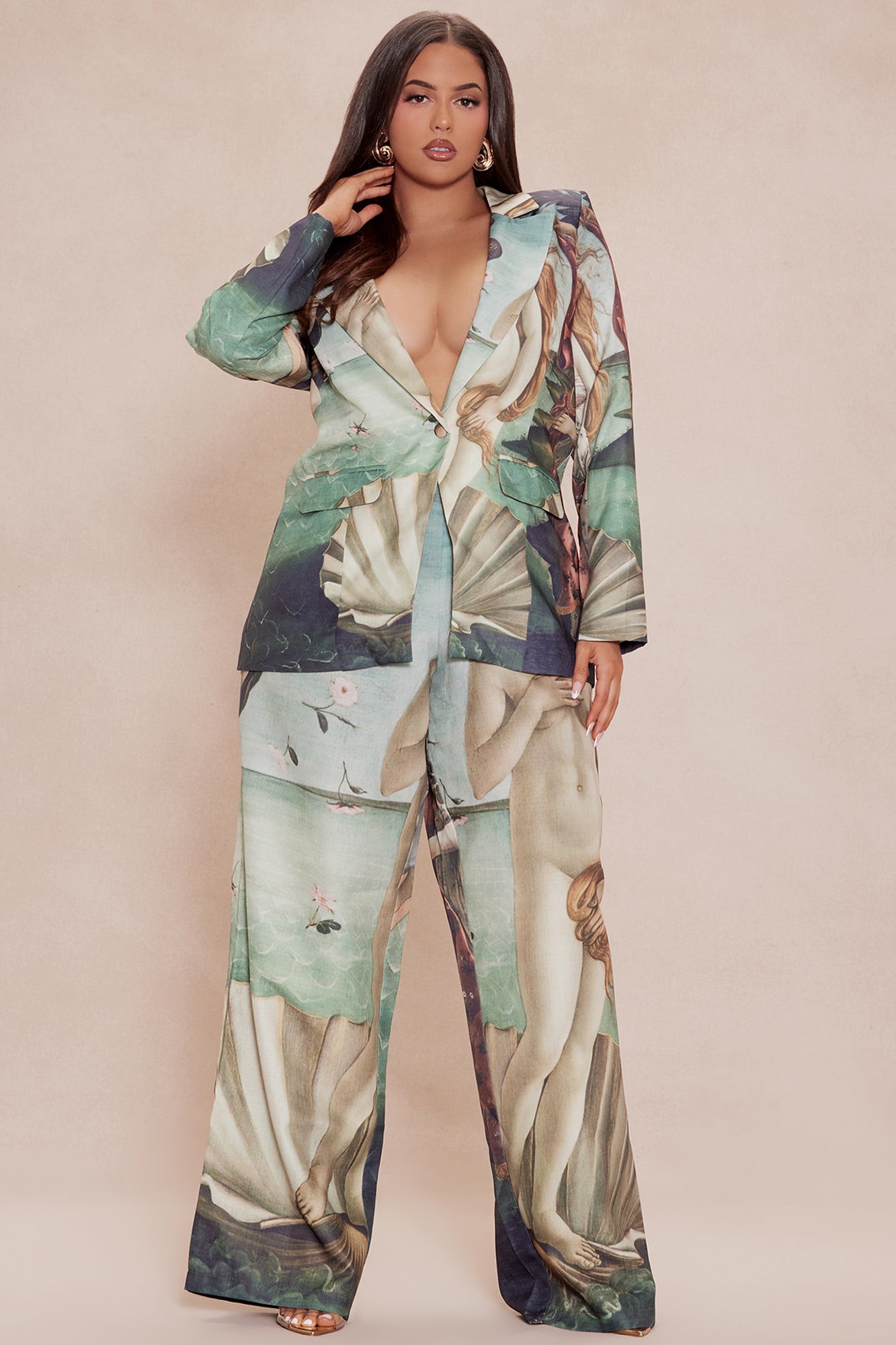 Ancient Art Blazer Suit Set - Multi Color - Image 6