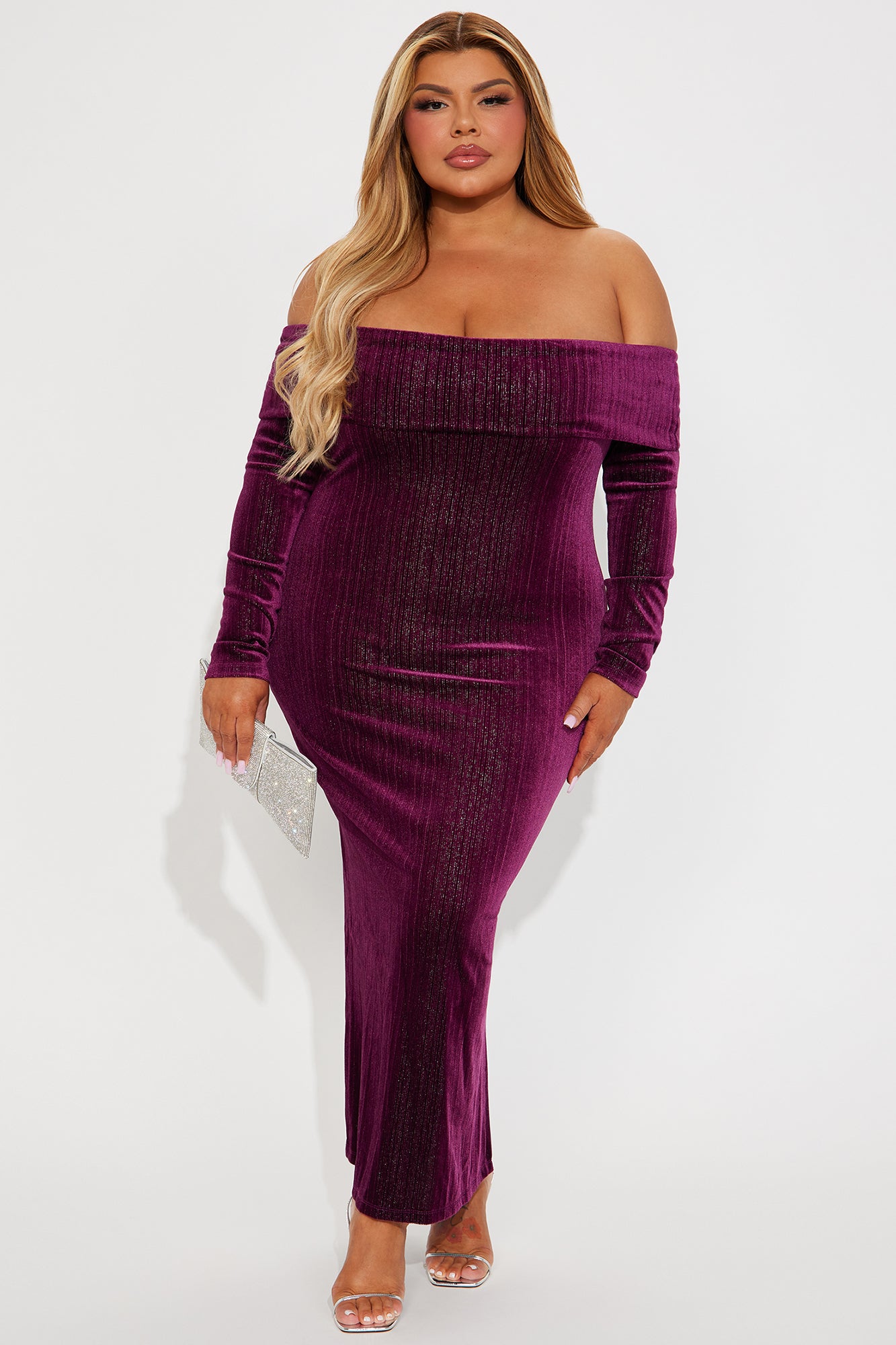 All That Shimmer Velvet Maxi Dress - Burgundy - Image 4
