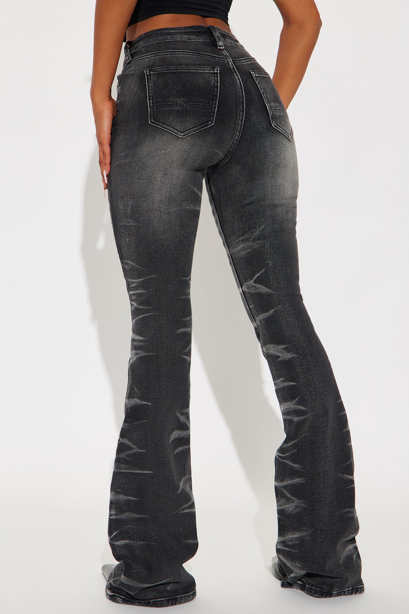 Tall So On Point Stretch Flare Jeans - Black Wash - Image 3
