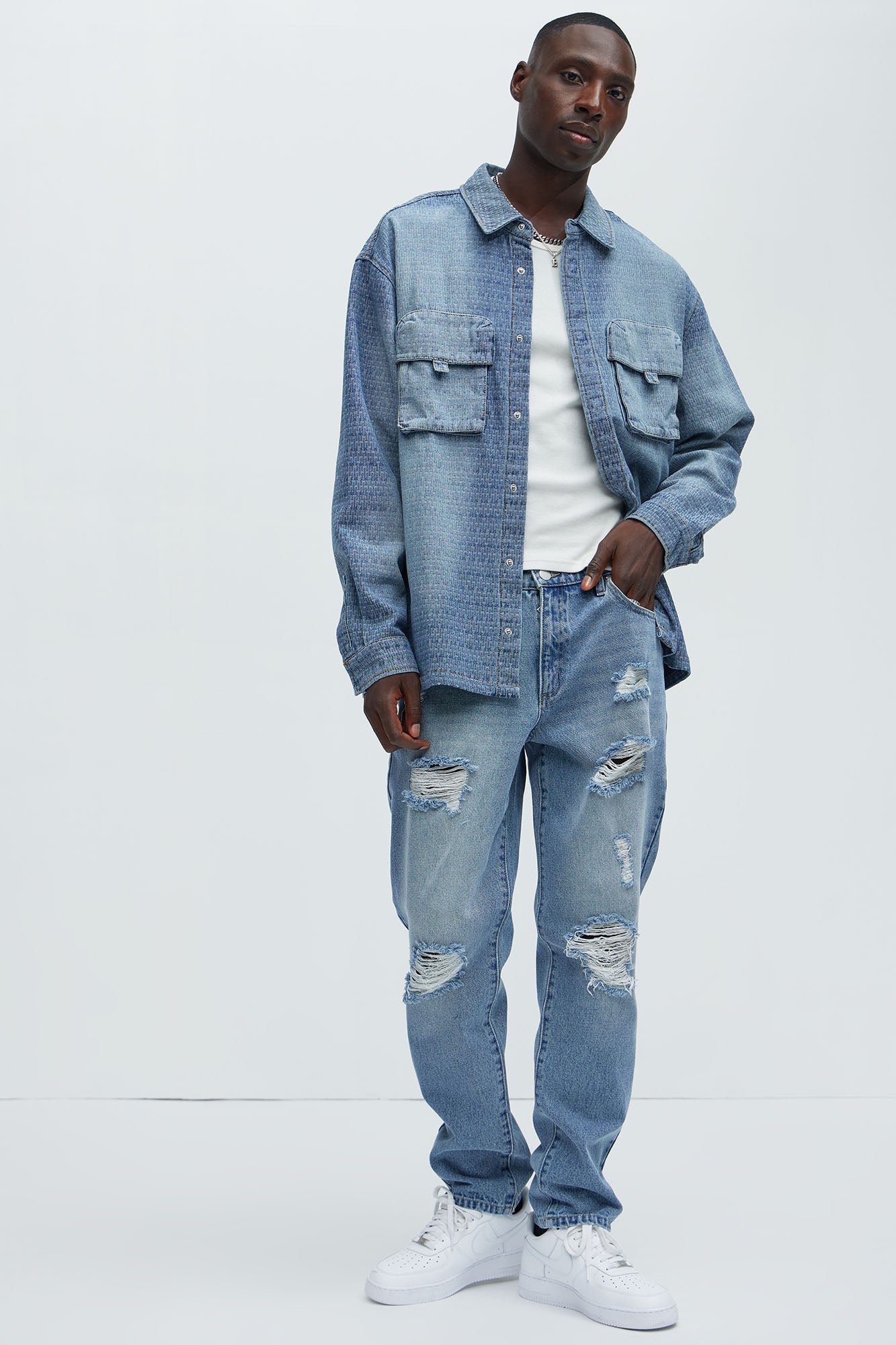 Peter Straight Distressed Jeans - Light Wash - Image 3