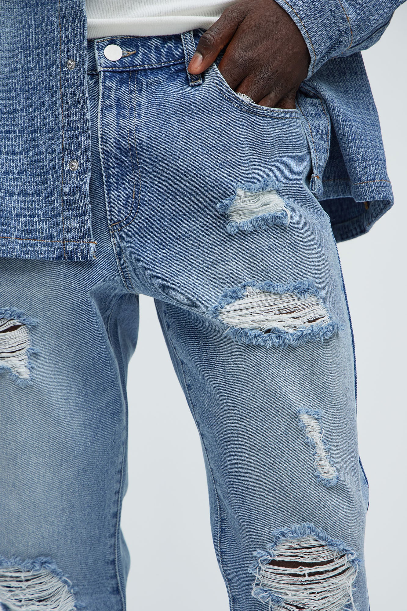 Peter Straight Distressed Jeans - Light Wash - Image 4