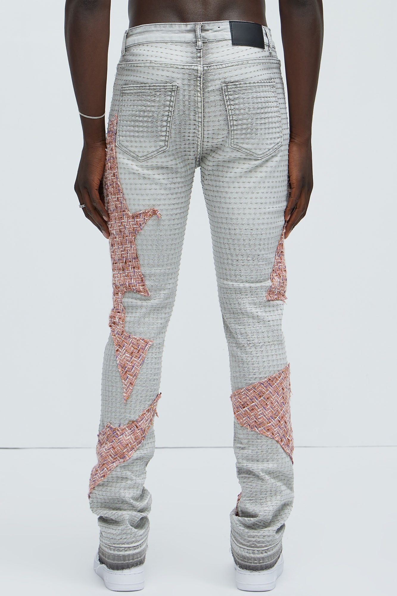 Ripped It And Fixed Stacked Skinny Flared Pants - Grey/combo - Image 5