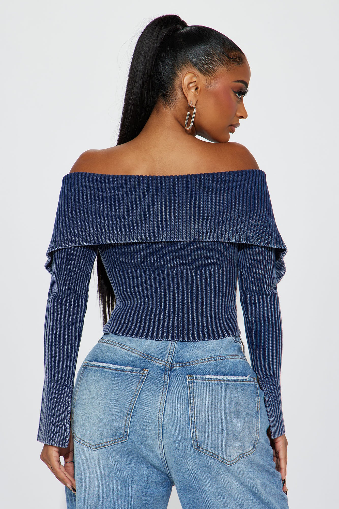 Keep Them Coming Washed Cropped Cardigan  - Navy - Image 3