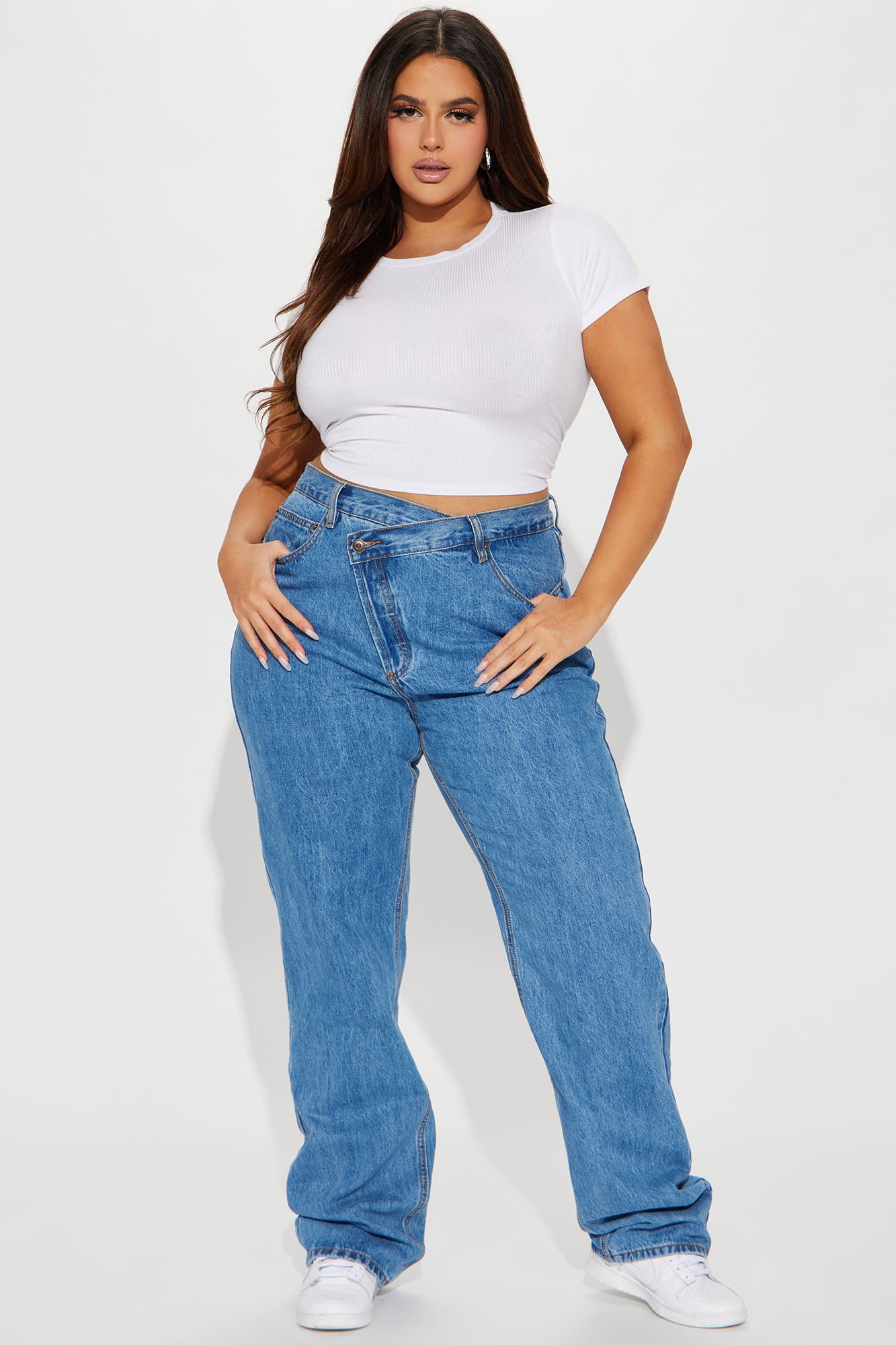 Tall Crossover Straight Leg Jeans - Medium Wash - Image 5