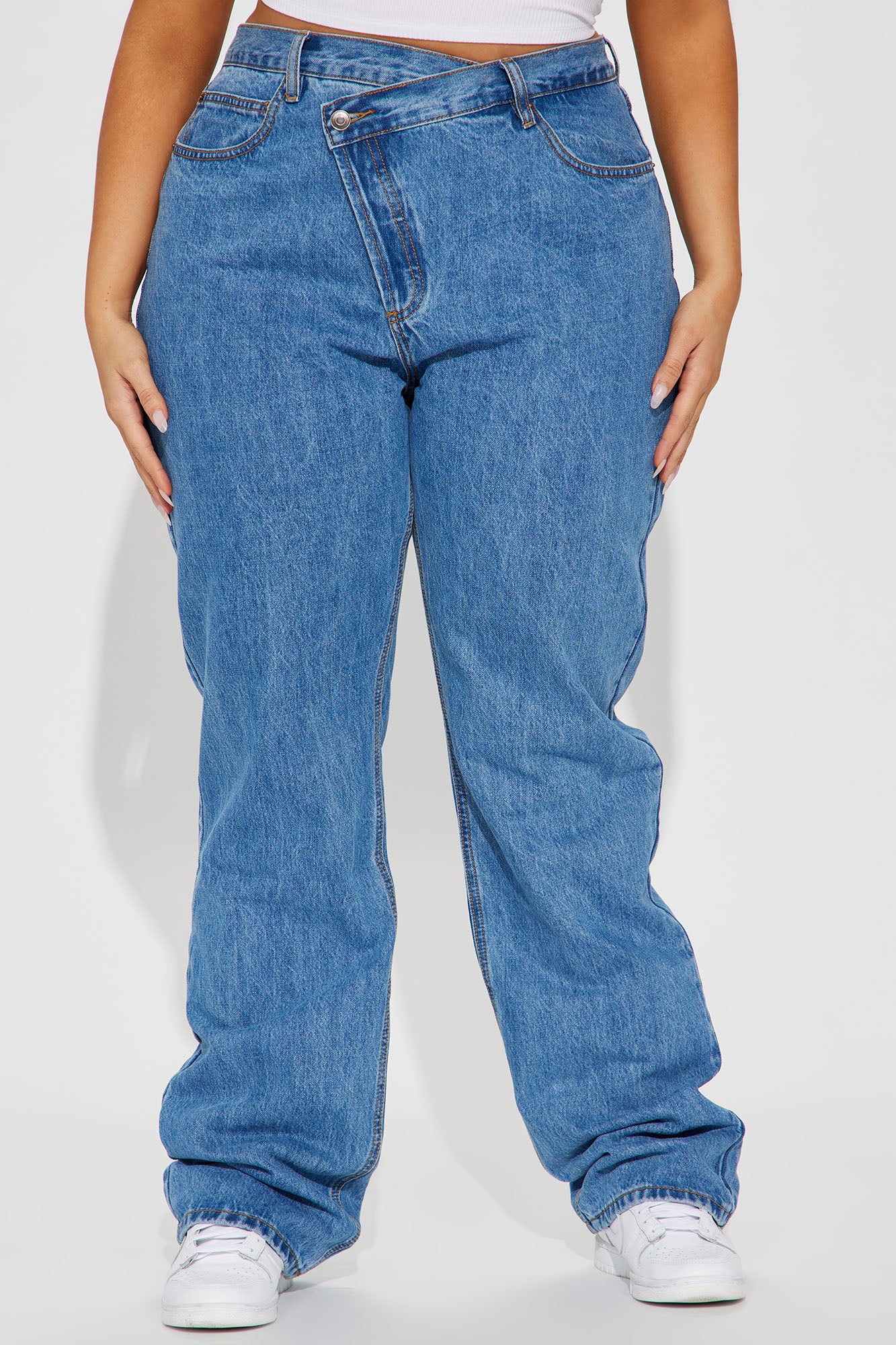 Tall Crossover Straight Leg Jeans - Medium Wash - Image 6