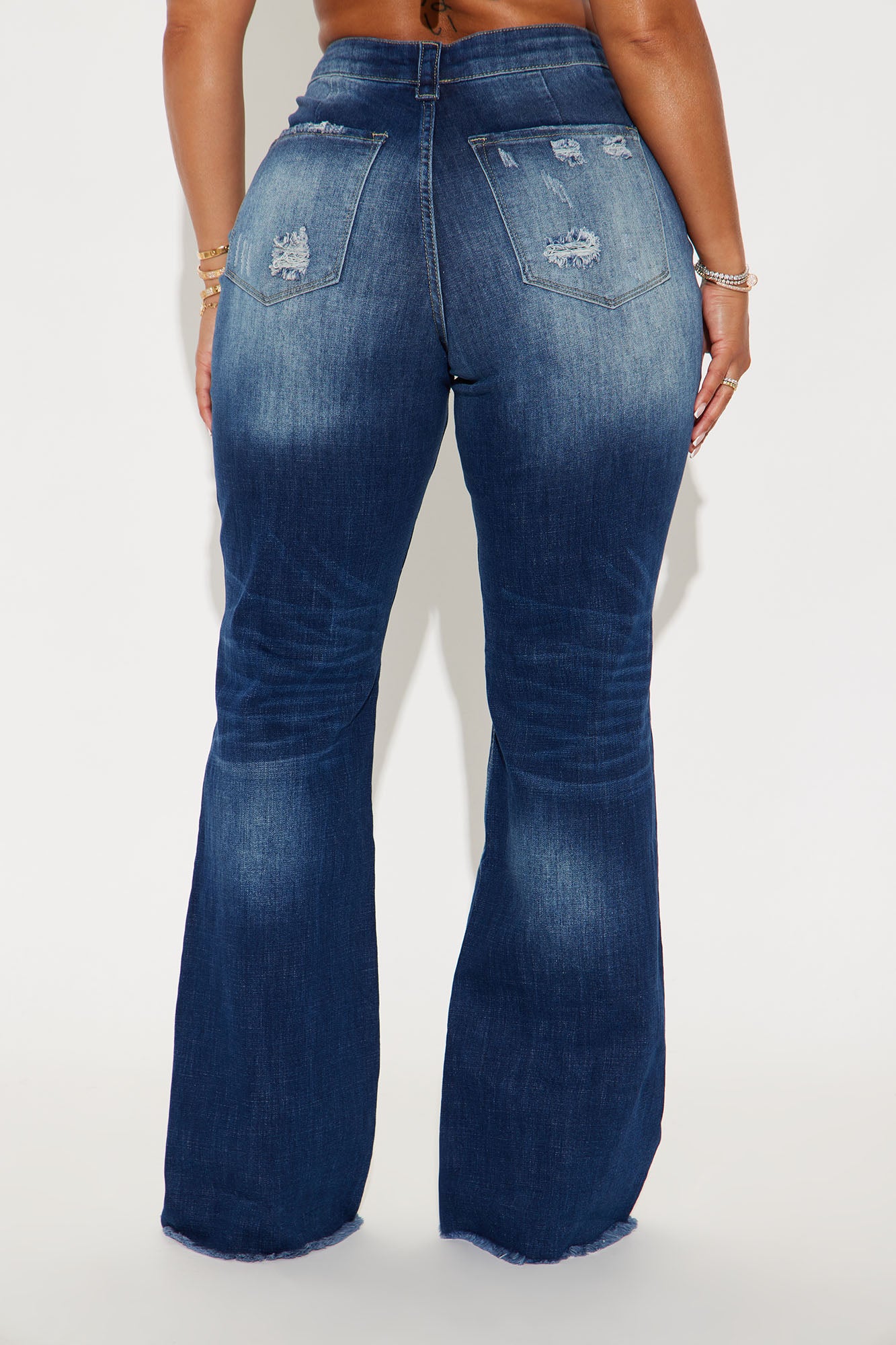 Coldwater Canyon Stretch Ripped Wide Leg Jeans - Dark Wash - Image 3