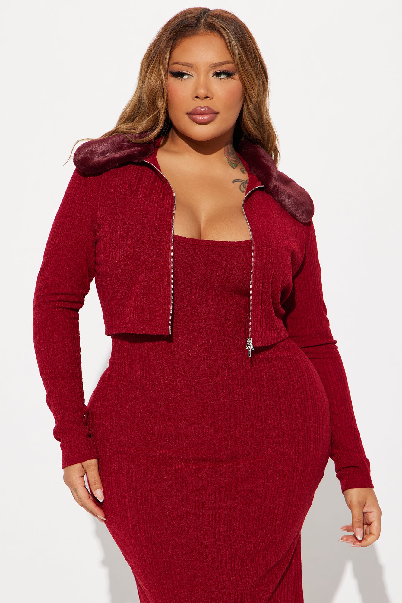 Sophie 2 Piece Maxi Dress Set - Wine - Image 6
