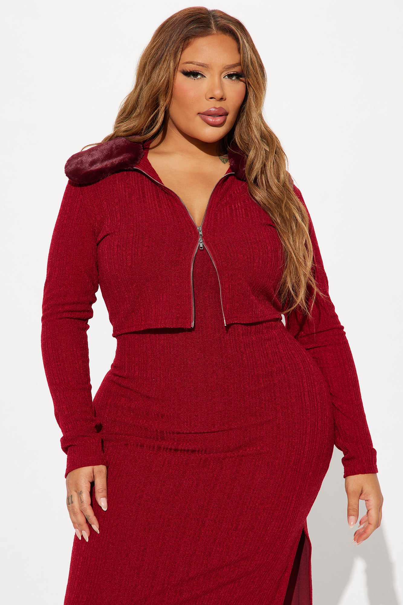 Sophie 2 Piece Maxi Dress Set - Wine - Image 7