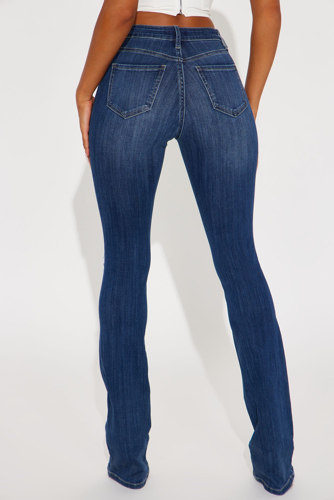 Tall Jessie Mid Rise Distressed Bootcut Jean - Medium Wash - Image 3