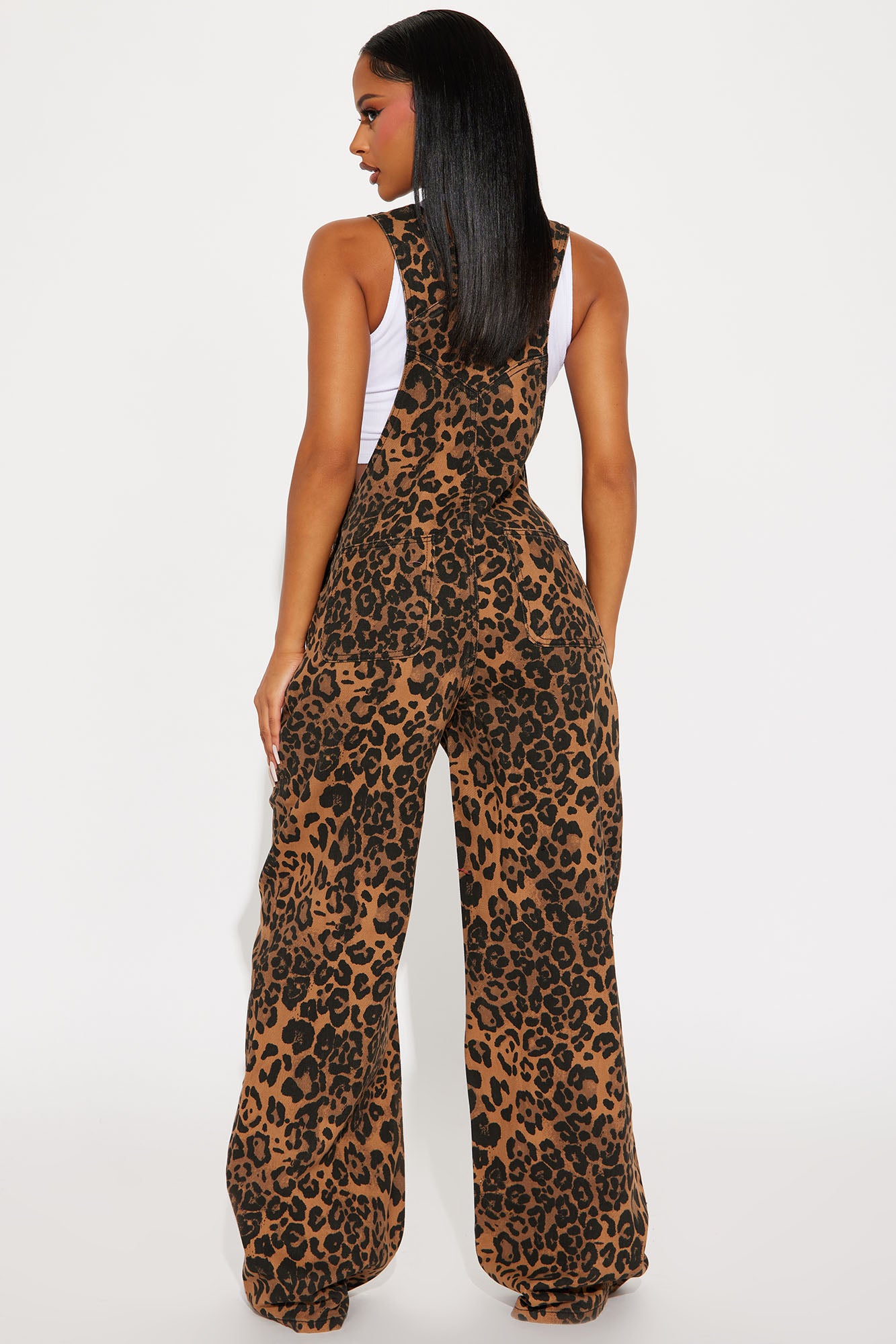 Causing A Scandal Leopard Print Denim Overalls - Brown/combo - Image 3