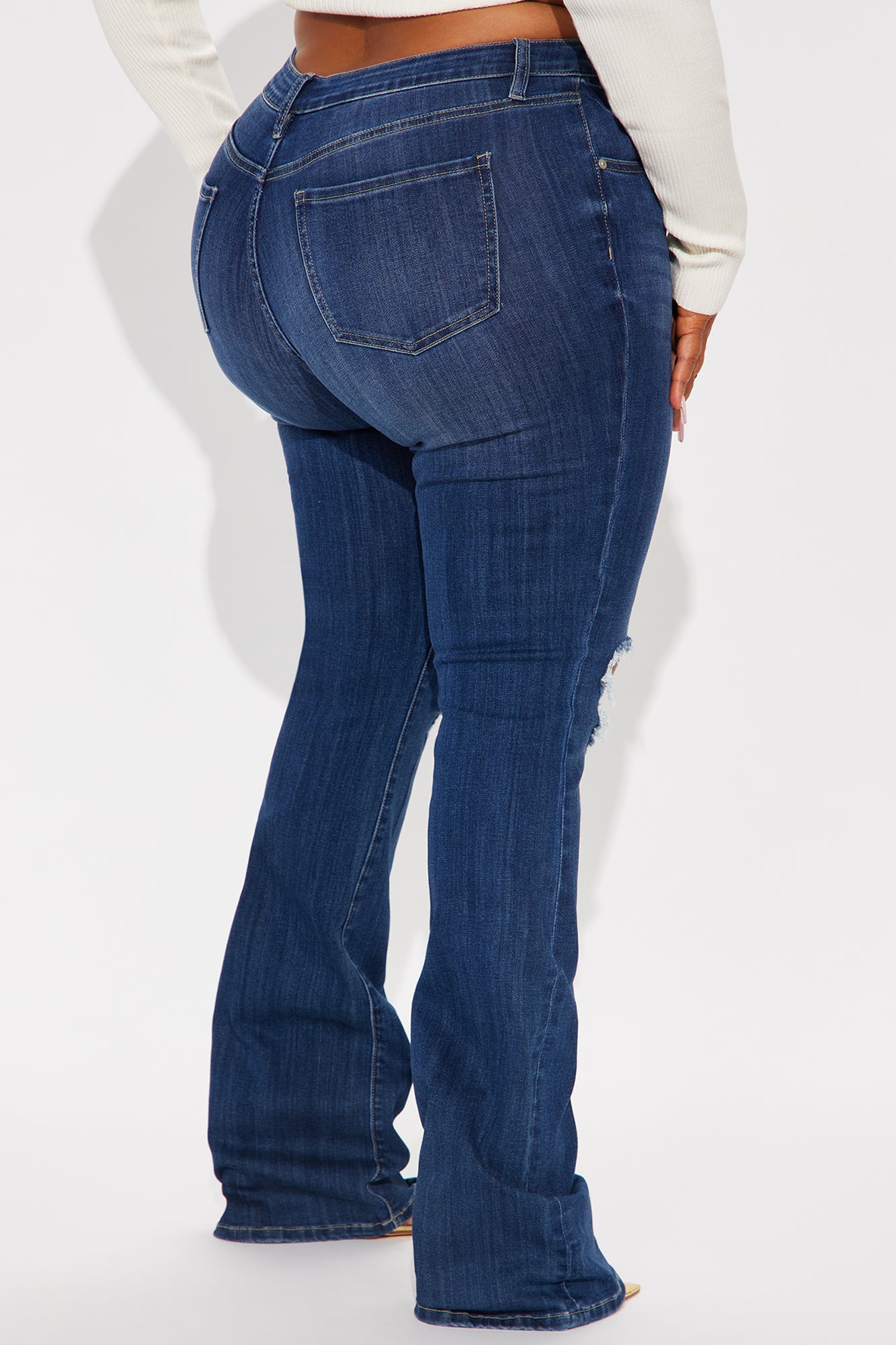 Tall Jessie Mid Rise Distressed Bootcut Jean - Medium Wash - Image 6