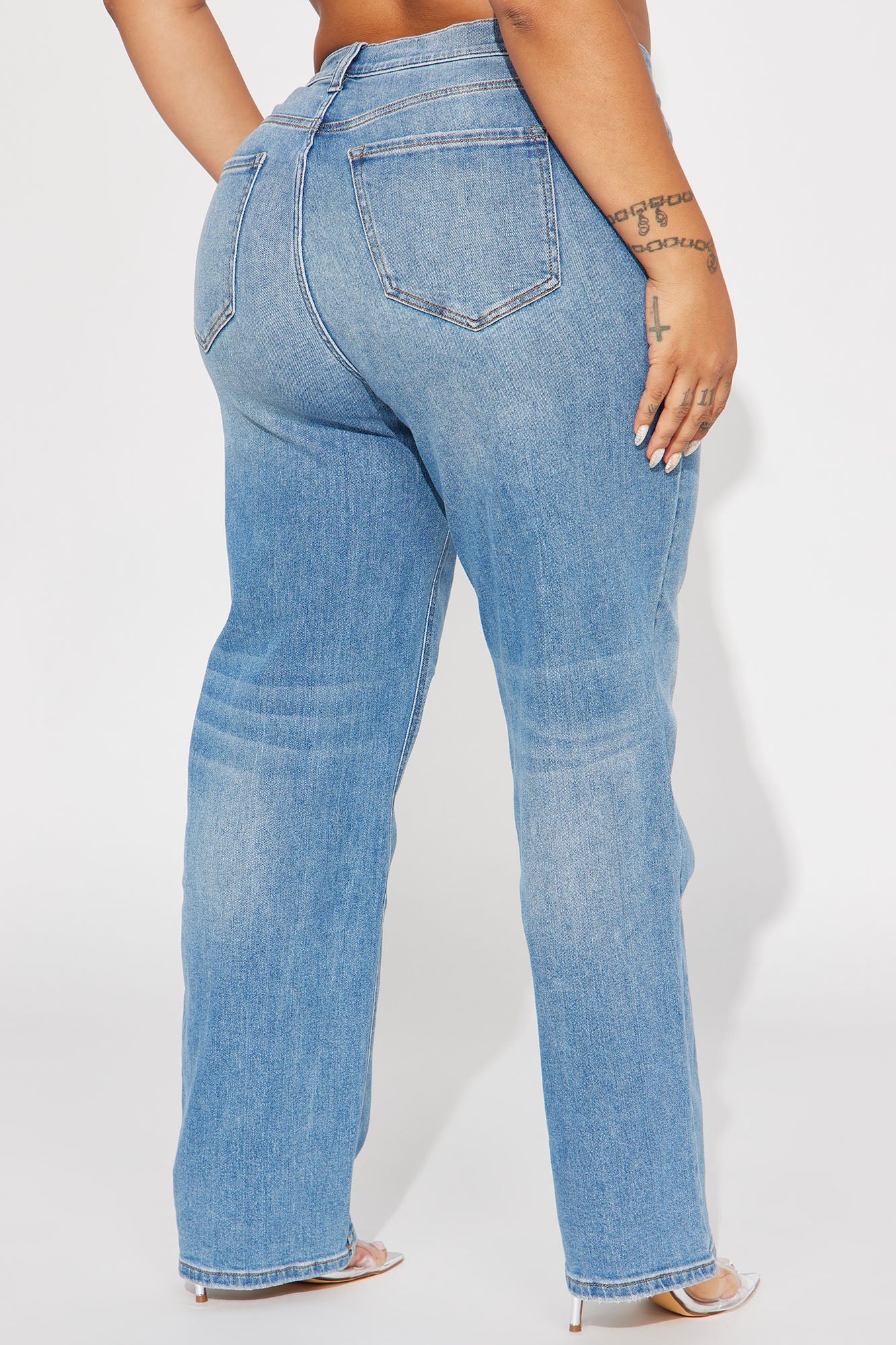 Uptown Stretch High Rise Straight Leg Jeans - Medium Blue Wash - Image 8