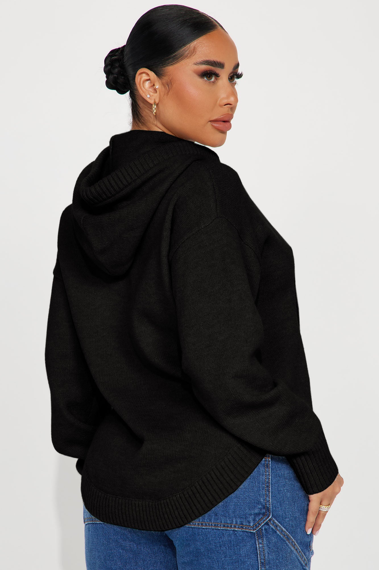 Never Parting Ways Hooded Sweater - Black - Image 3
