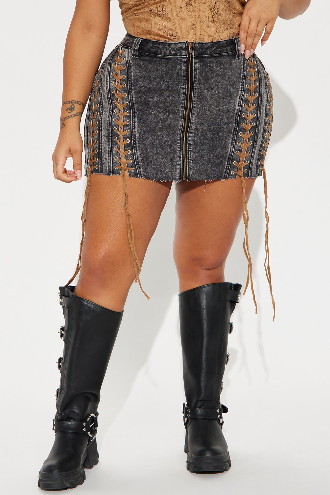 All About It Denim Mini Skirt - Black Wash - Image 6