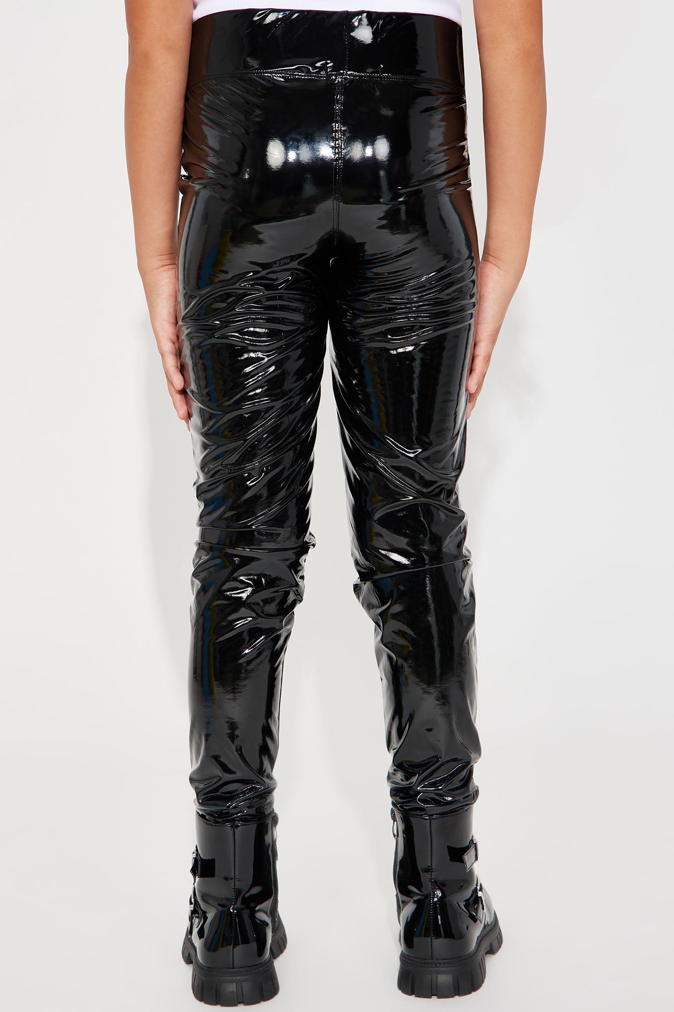 Mini Glossed Sade Fleece Leggings - Black - Image 3