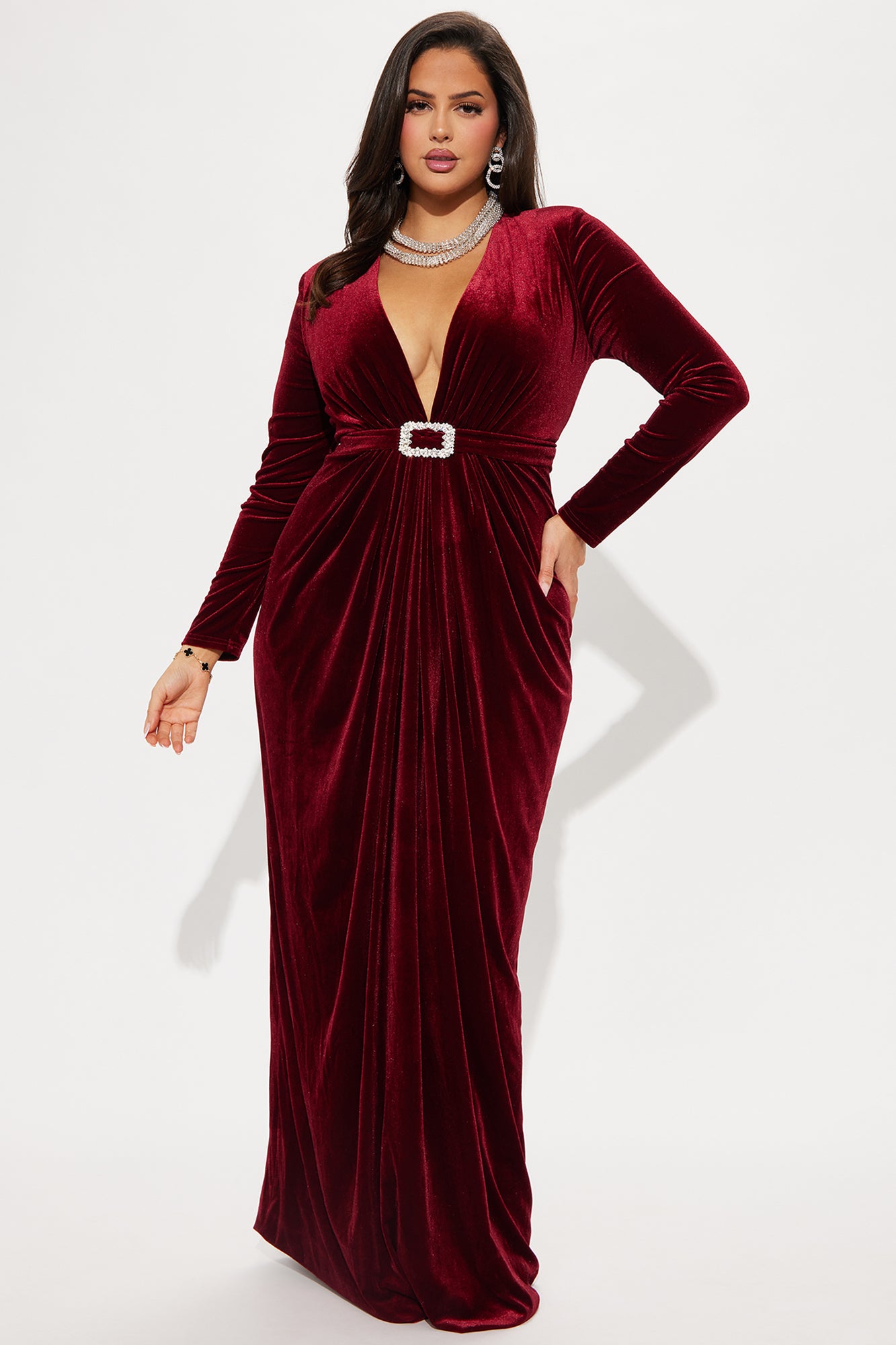 Roses Are Red Velvet Gown - Burgundy - Image 4