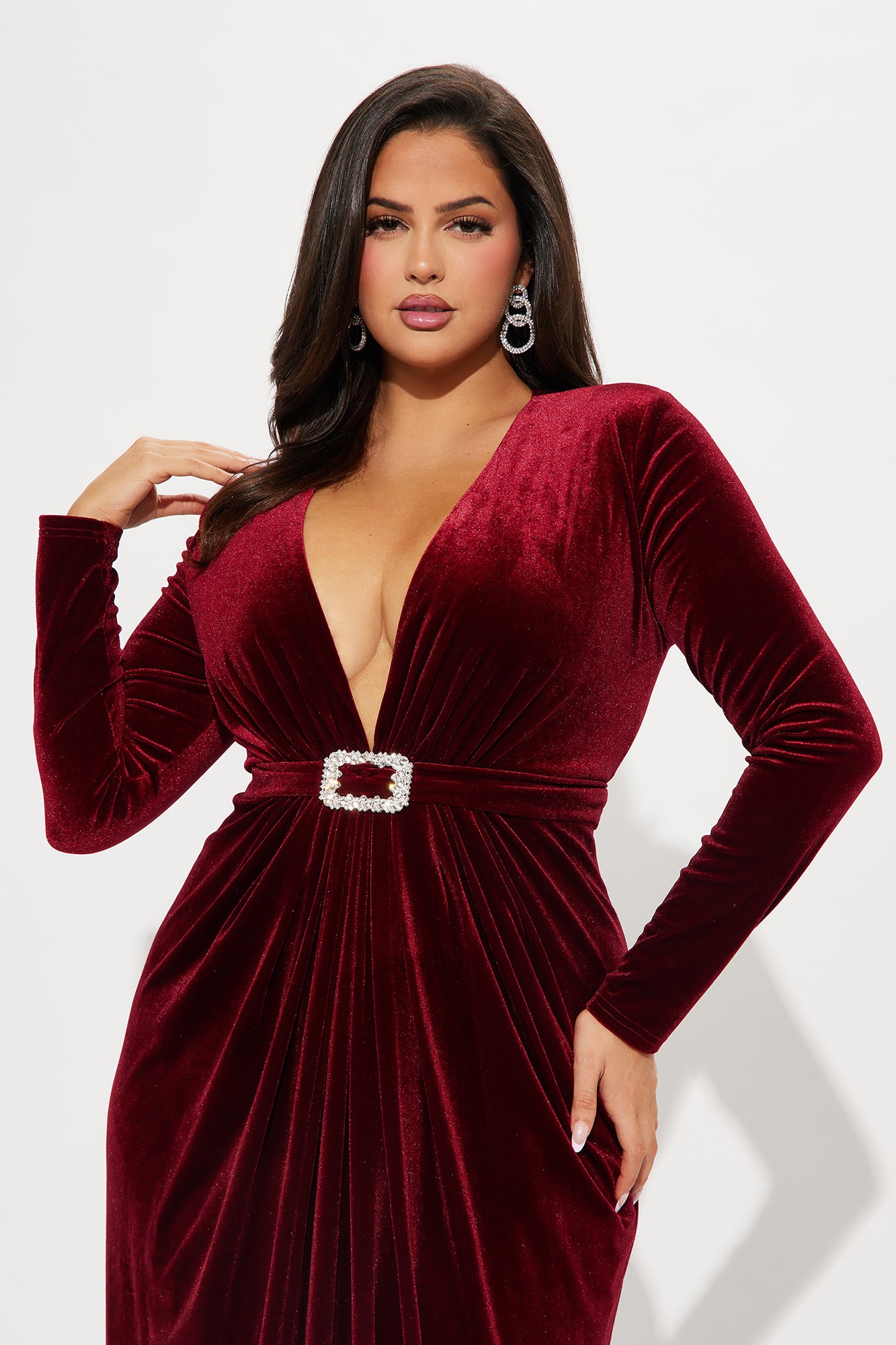 Roses Are Red Velvet Gown - Burgundy - Image 5