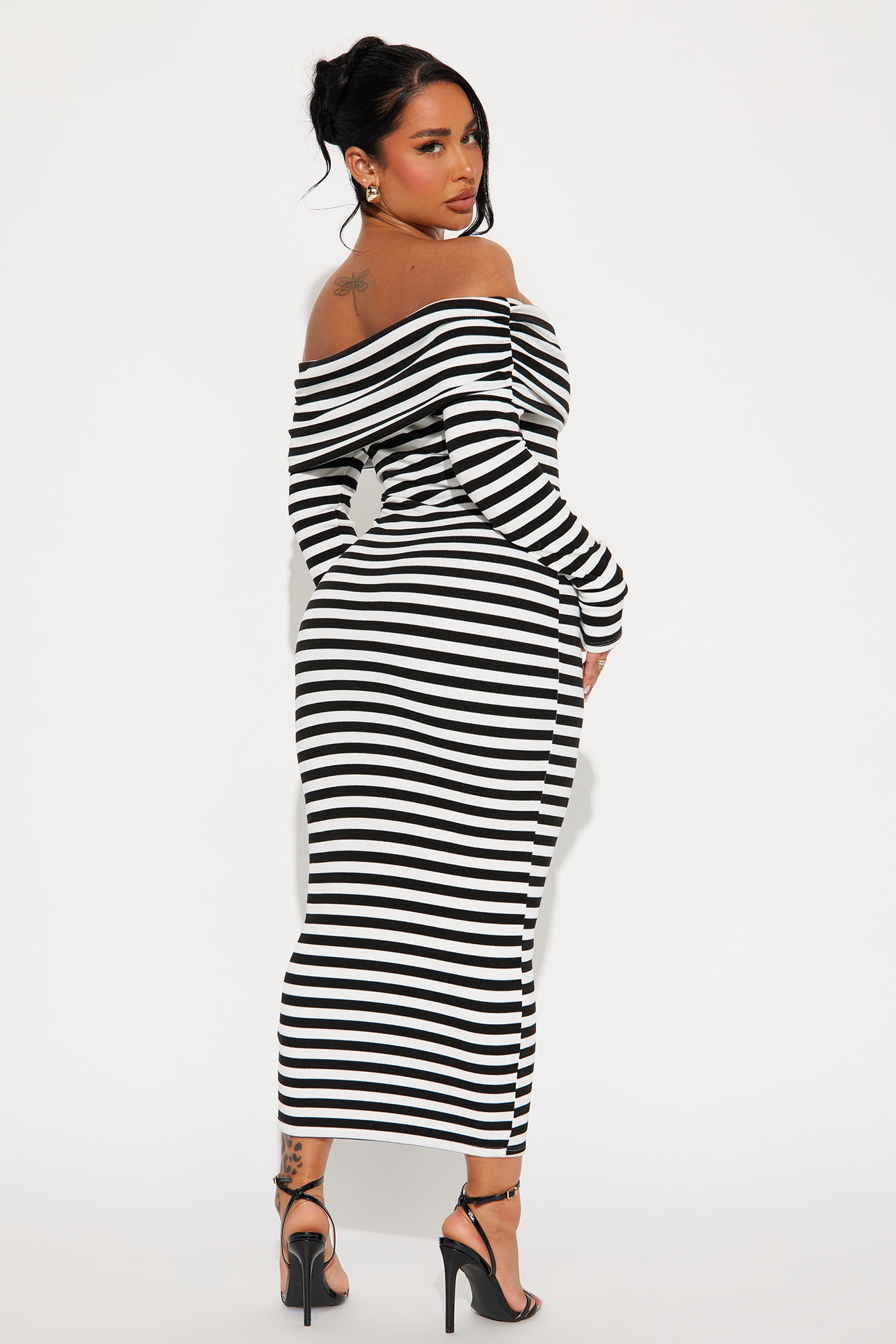 True Masterpiece Striped Midi Dress - Black/White - Image 3