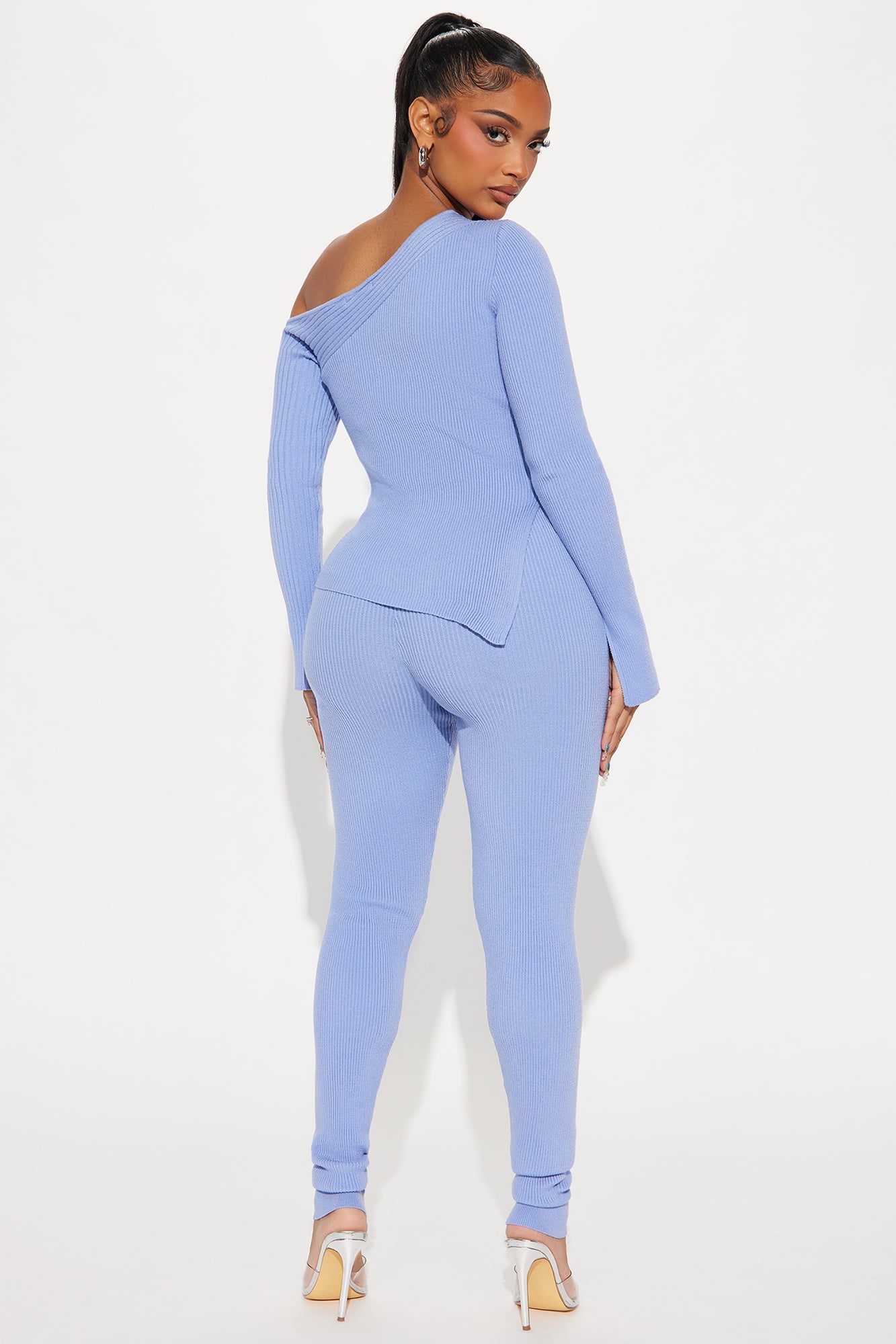 First Love Off Shoulder Pant Set - Periwinkle - Image 3