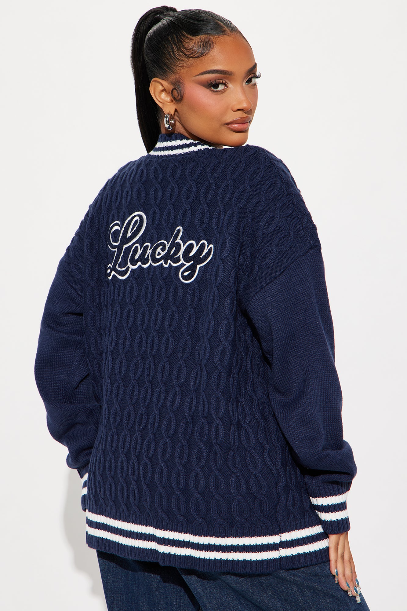 Happy To Be In Paris Cardigan - Navy/combo - Image 3