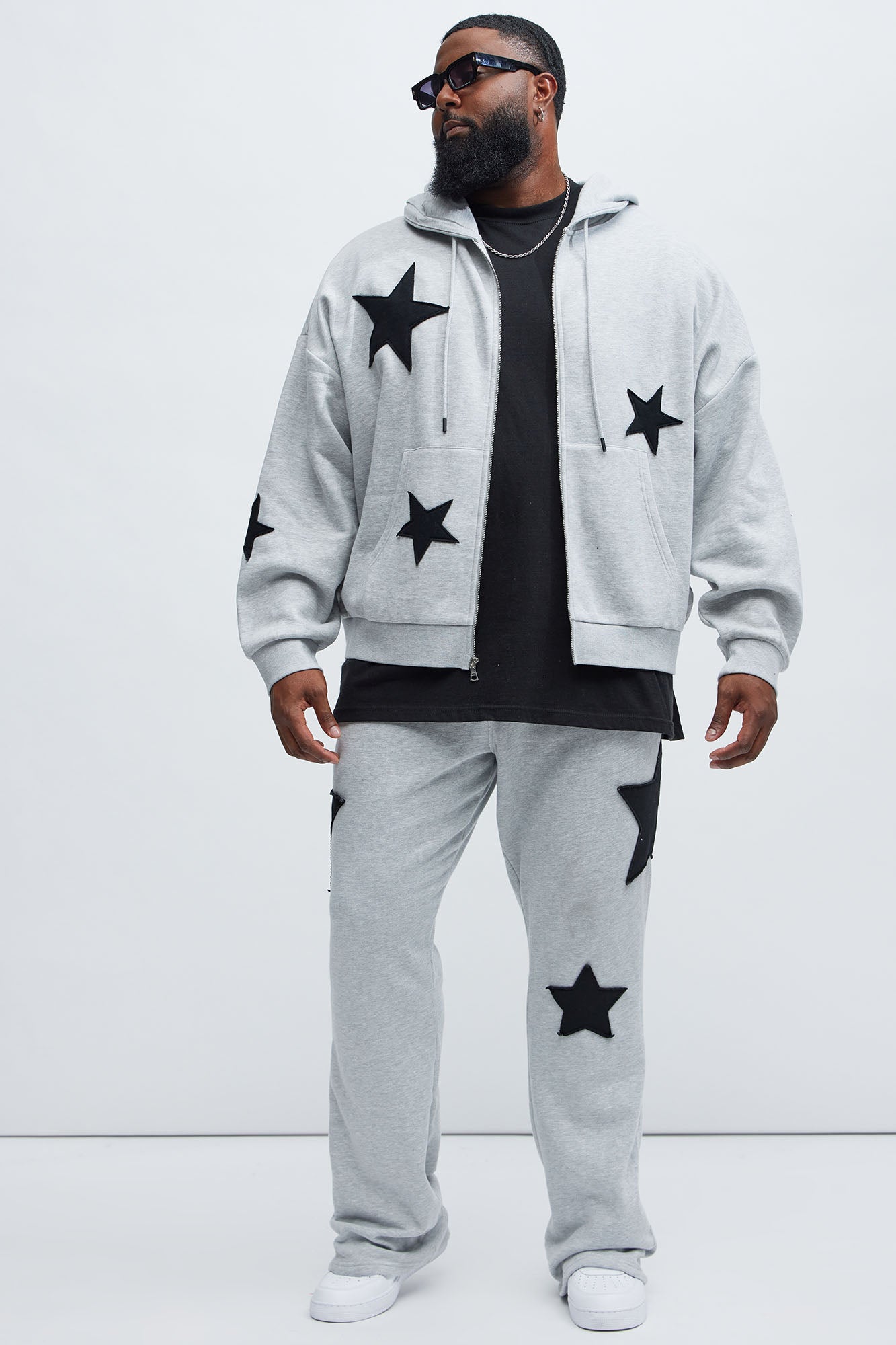 Tyson Stars Oversized Hoodie - Heather Grey - Image 6