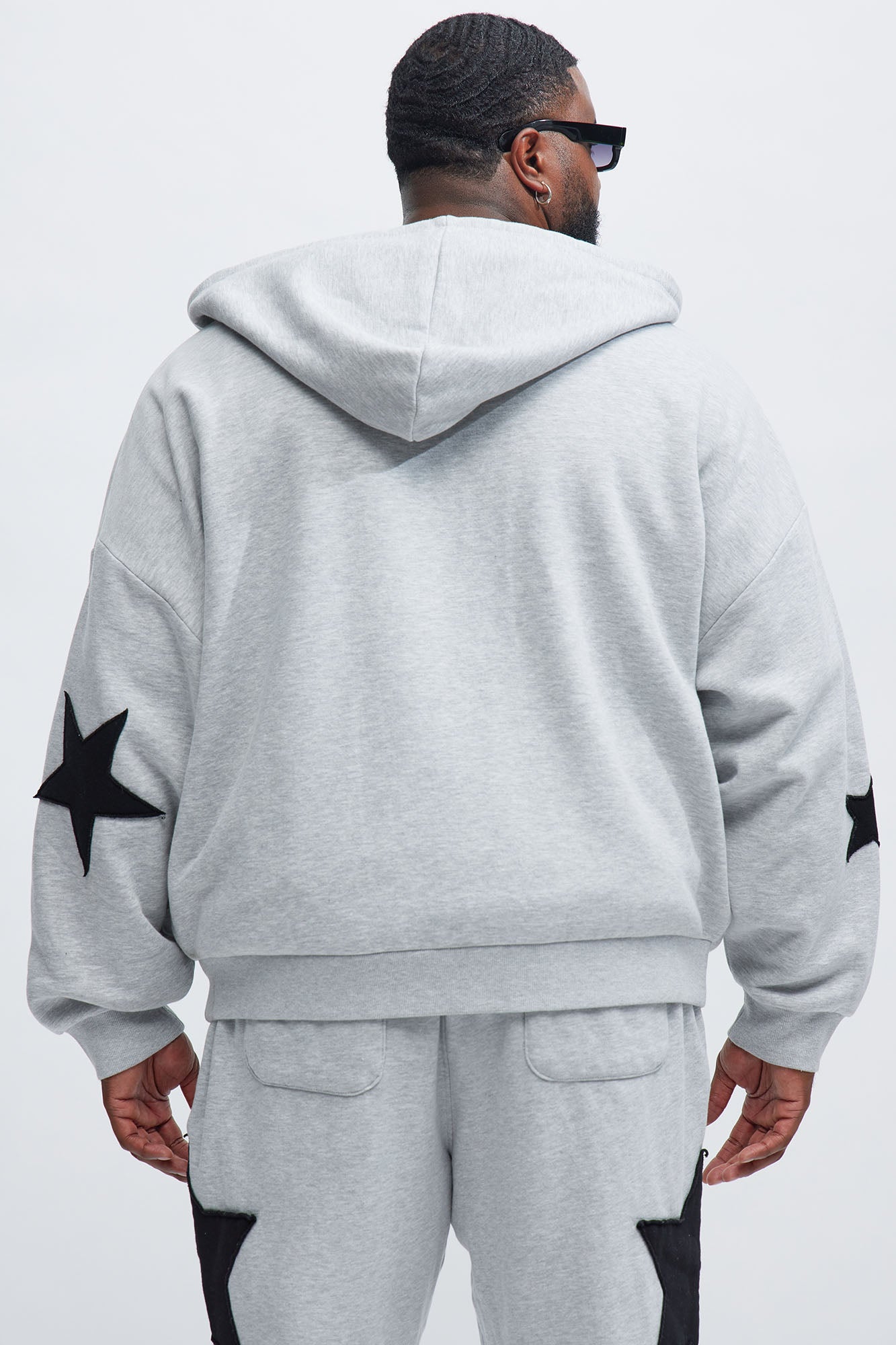 Tyson Stars Oversized Hoodie - Heather Grey - Image 8