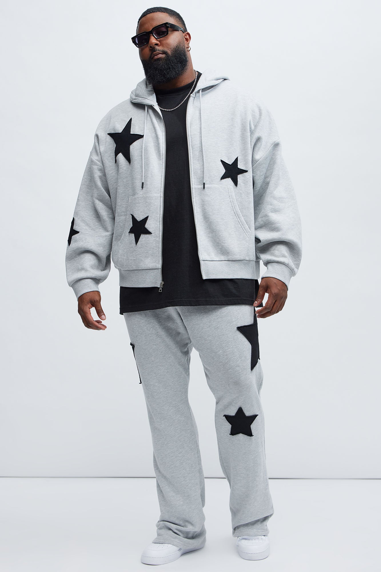 Tyson Stars Skinny Flared Sweatpants - Heather Grey - Image 7