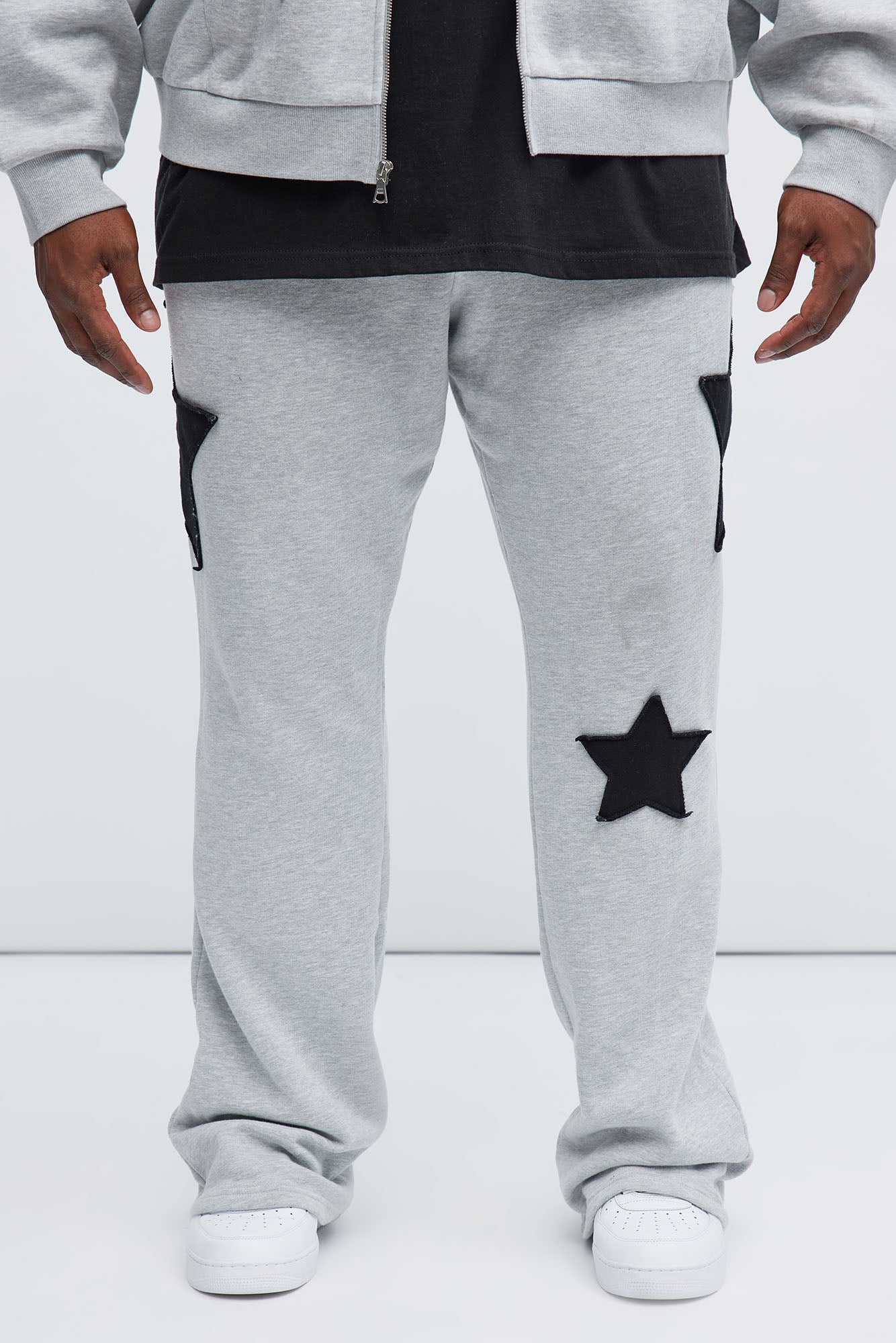 Tyson Stars Skinny Flared Sweatpants - Heather Grey - Image 6