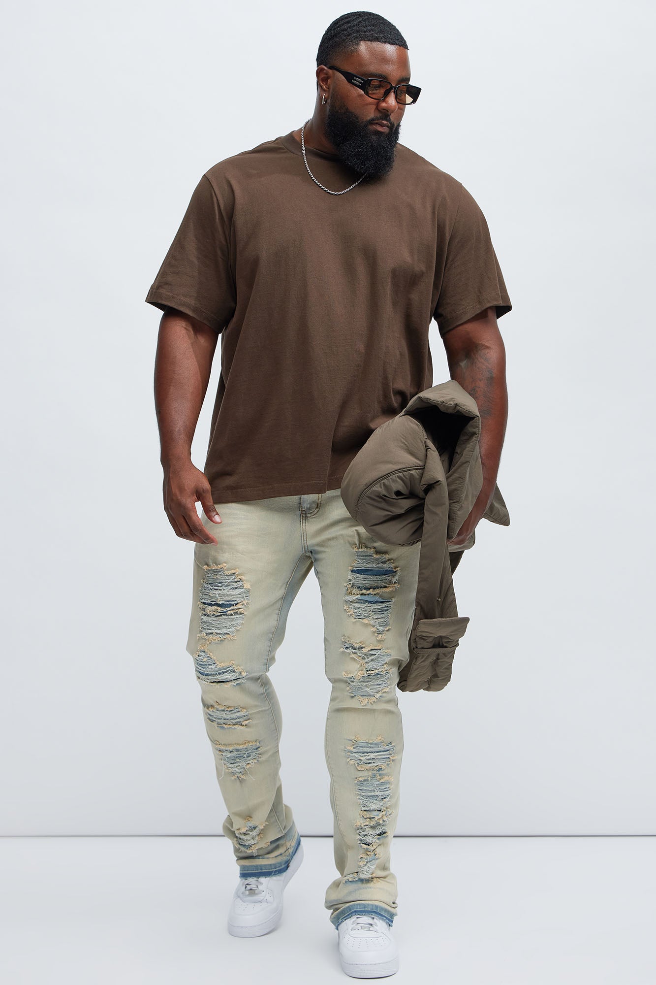 Plan Ahead Ripped Stacked Skinny Flare Jeans - Light Wash - Image 7
