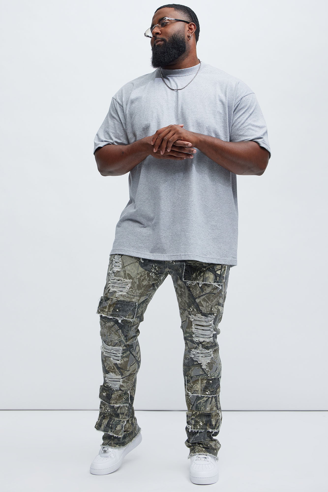 Get Started Cargo Stacked Skinny Flare Pants - Grey/combo - Image 7