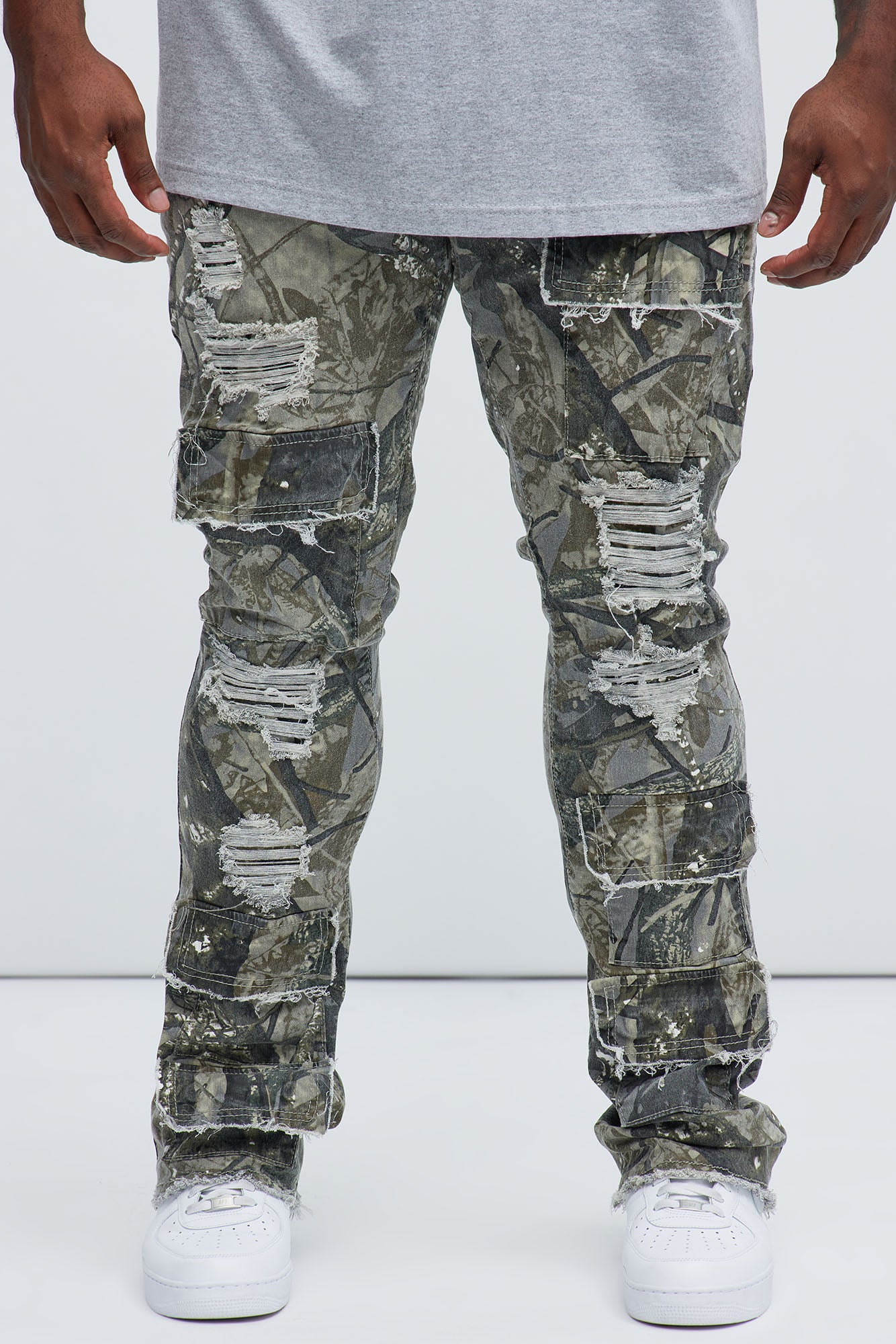 Get Started Cargo Stacked Skinny Flare Pants - Grey/combo - Image 6
