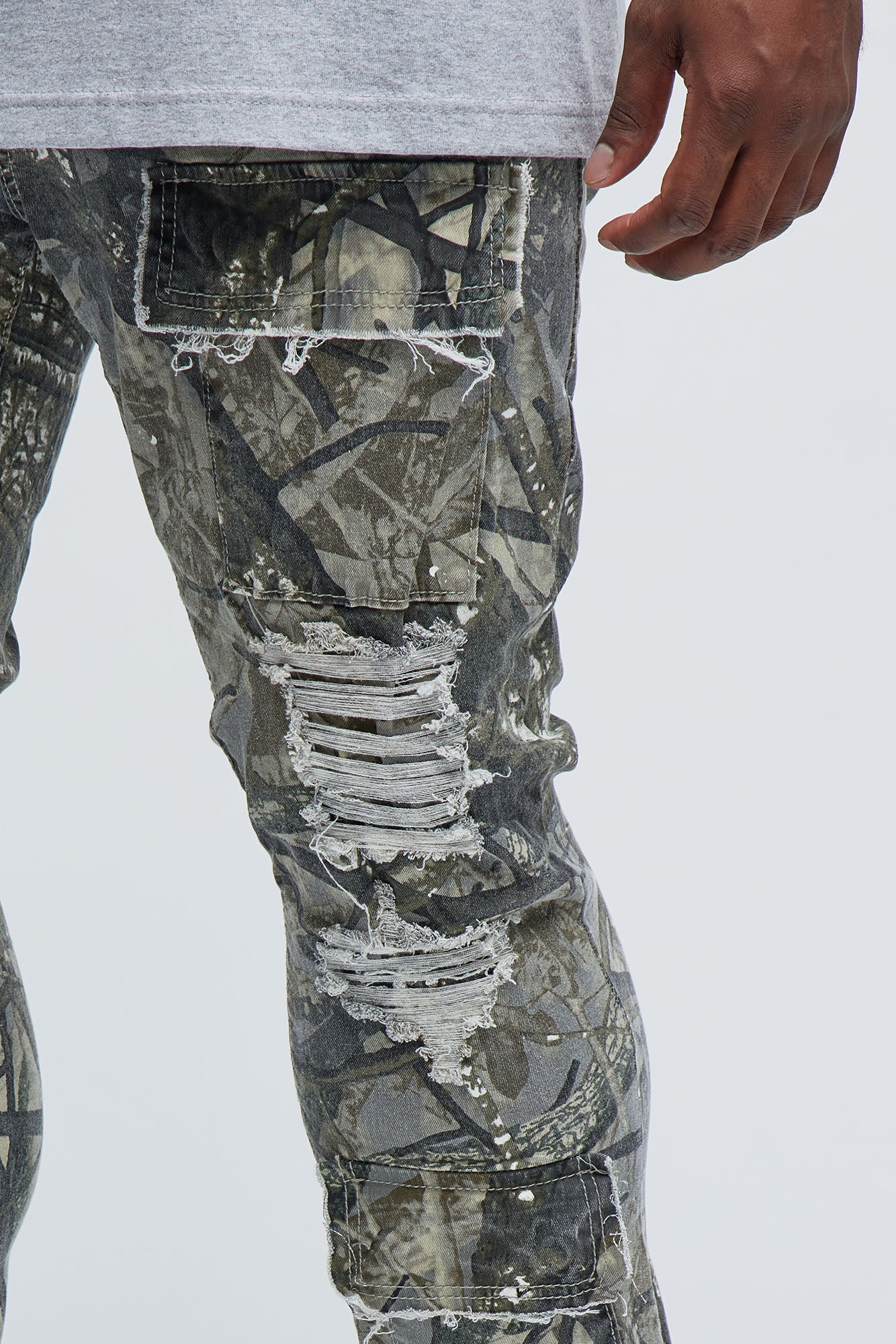 Get Started Cargo Stacked Skinny Flare Pants - Grey/combo - Image 8