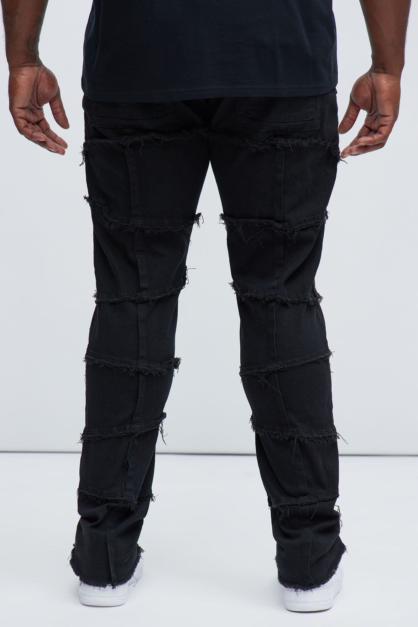 Get Me More Fray Panel Straight Jeans - Black - Image 9