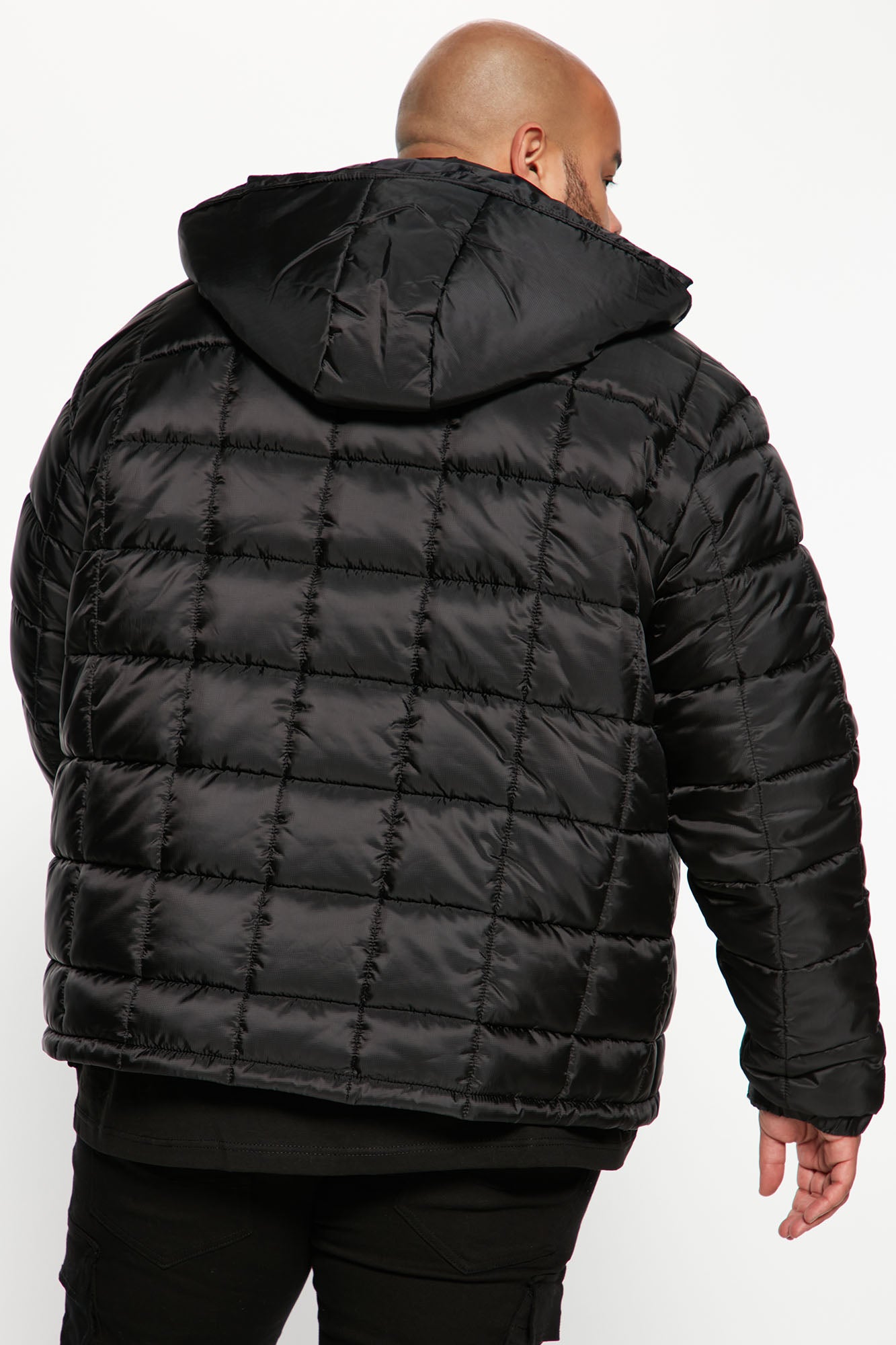 Grenade Like Hooded Puffer Jacket - Black - Image 8