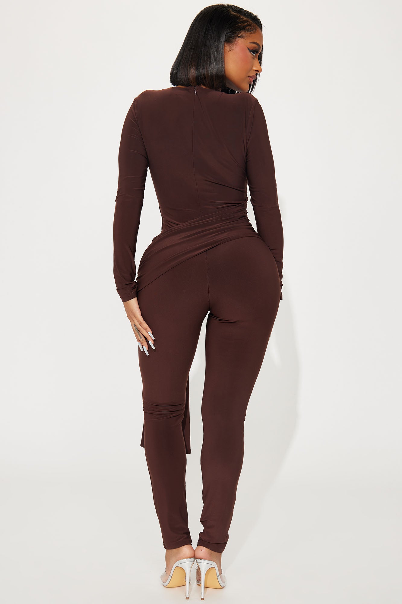 Wrapped Around You Jumpsuit - Chocolate - Image 3
