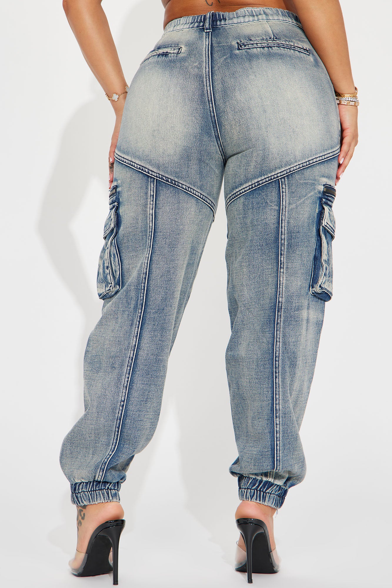 Superstitions Tinted Denim Joggers - Medium Wash - Image 4