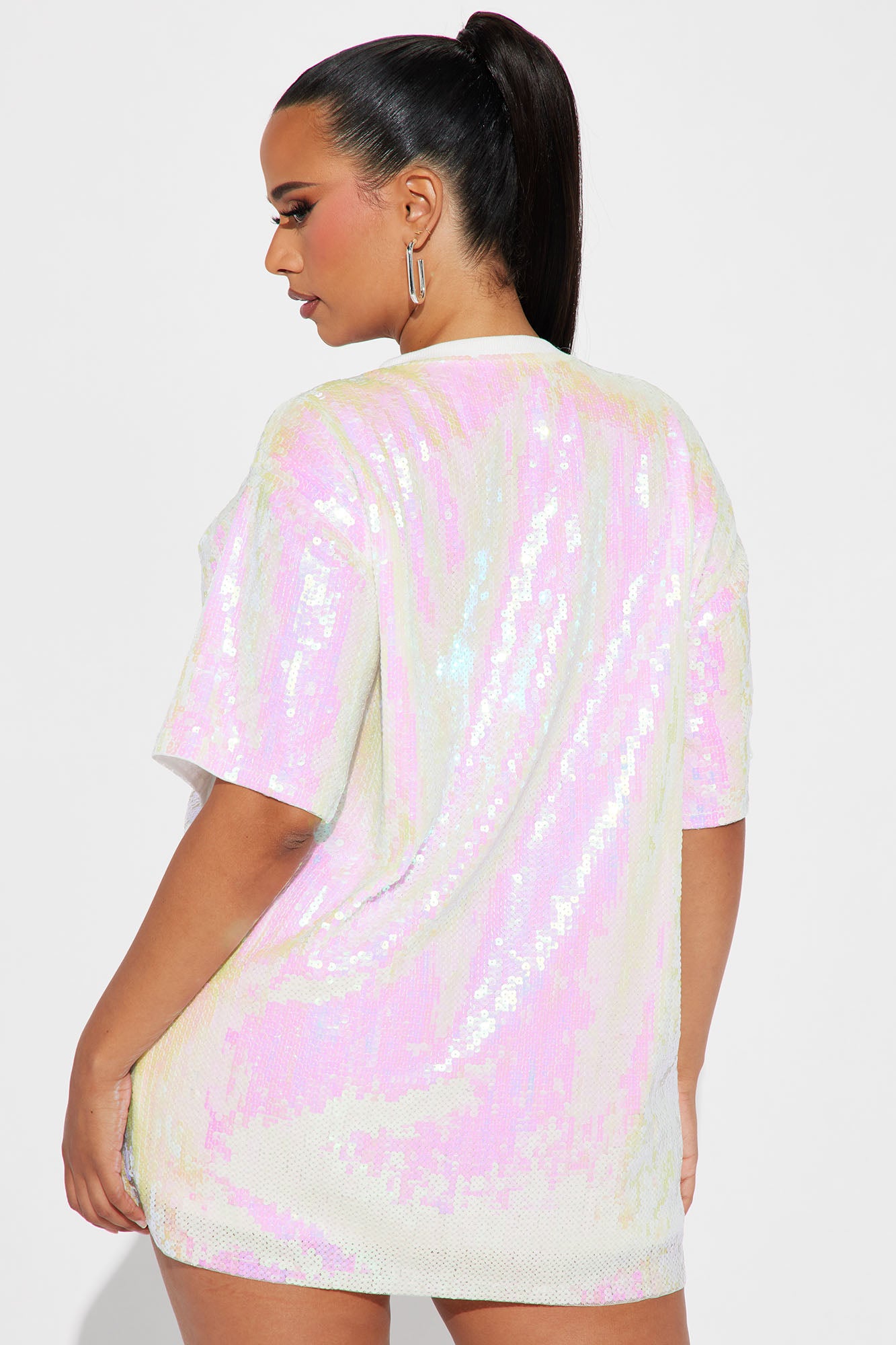 Always The Birthday Queen Sequin Shirt Dress - White - Image 7