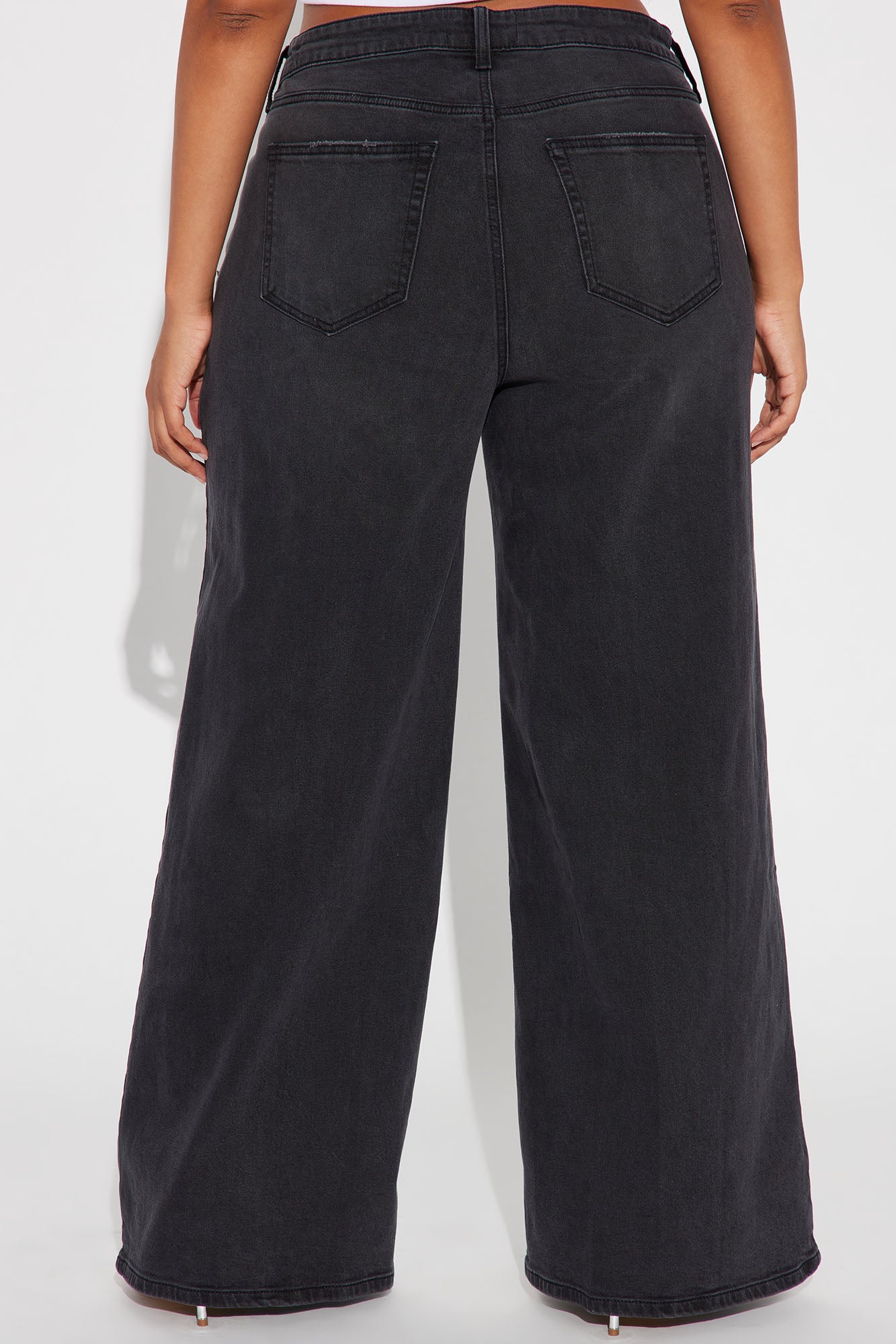 Time Well Spent Stretch Wide Leg Jeans - Black Wash - Image 6