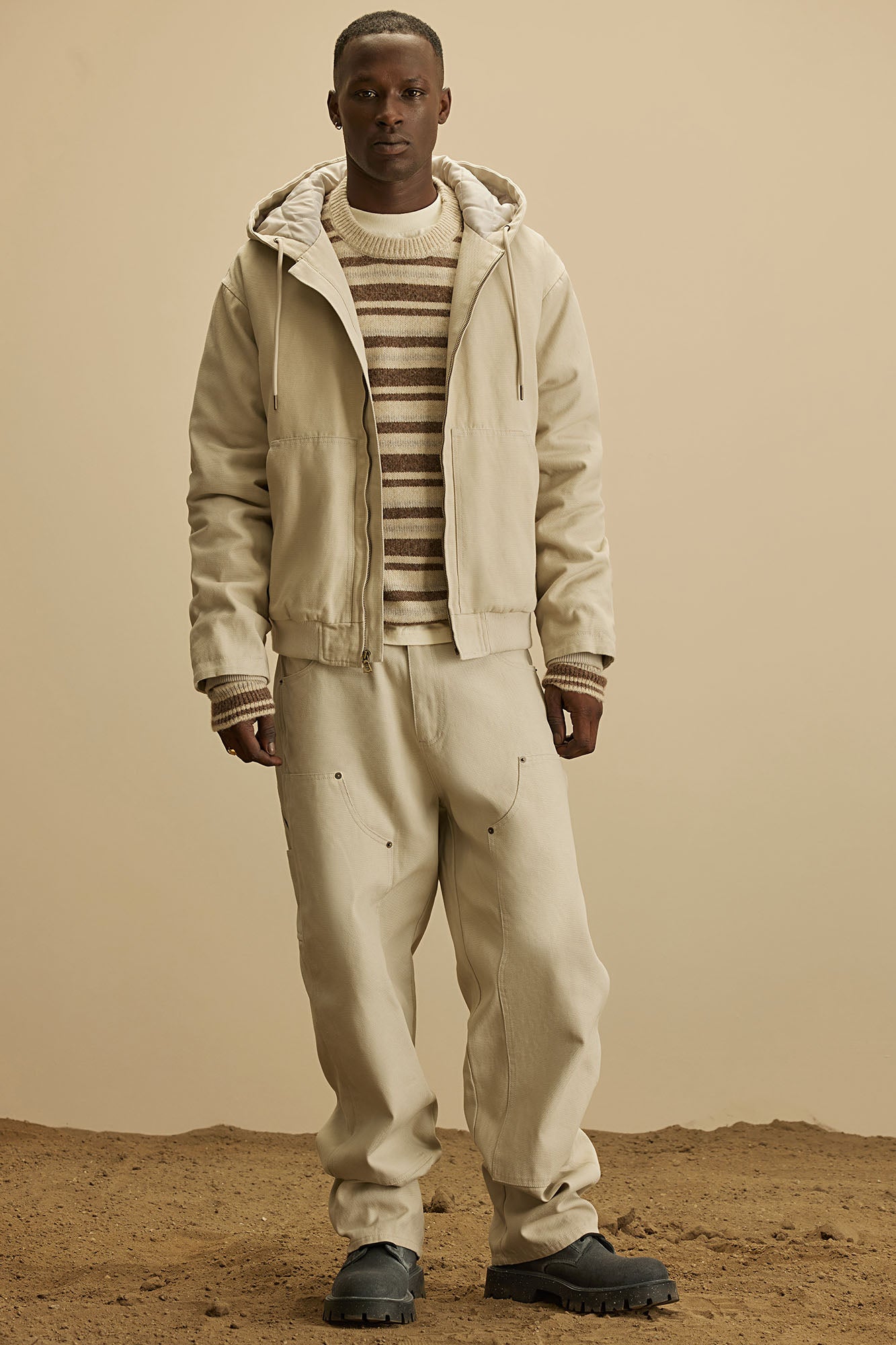Alexander Double Knee Straight Utility Canvas Pants - Off White - Image 3