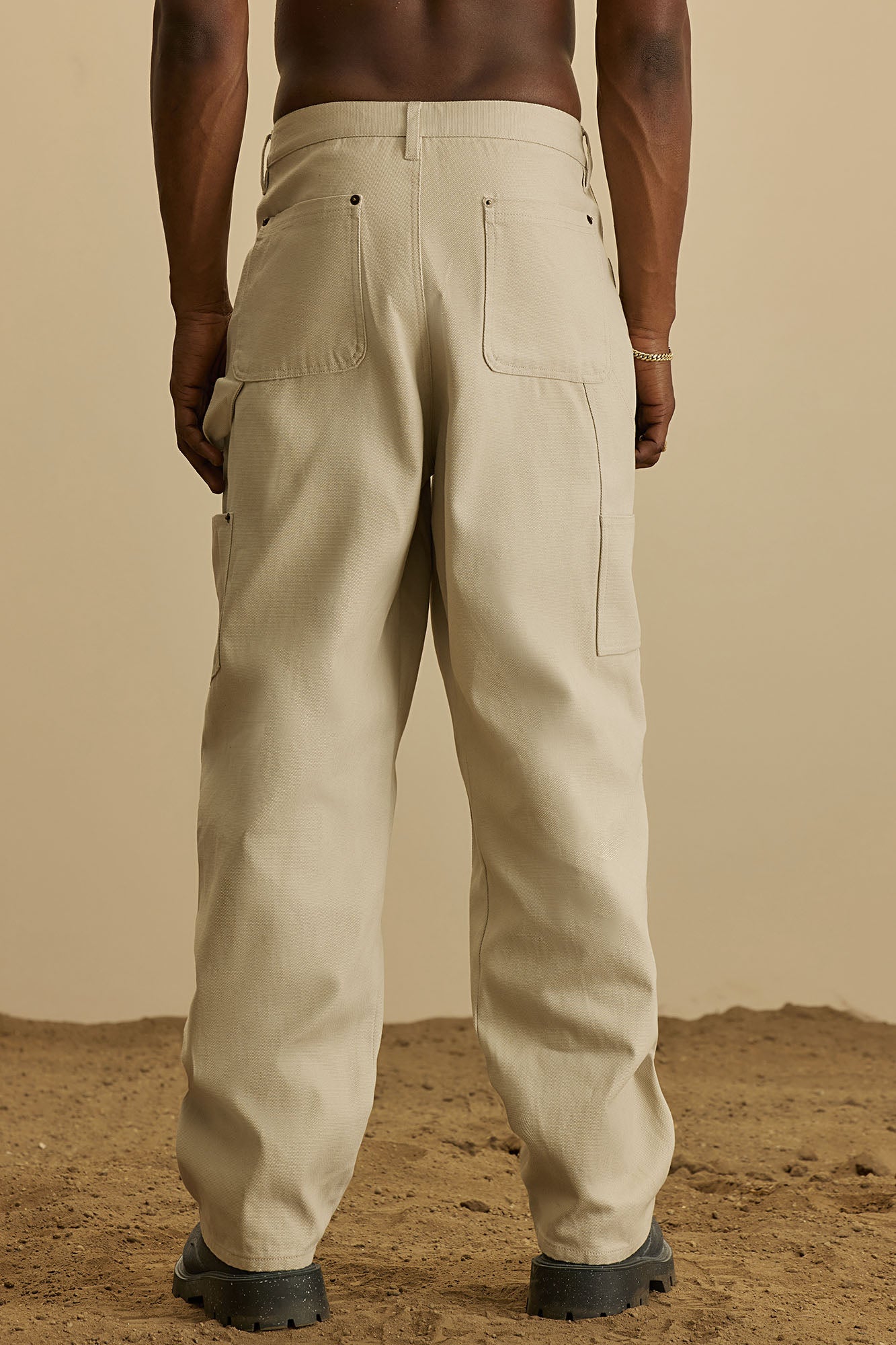 Alexander Double Knee Straight Utility Canvas Pants - Off White - Image 5