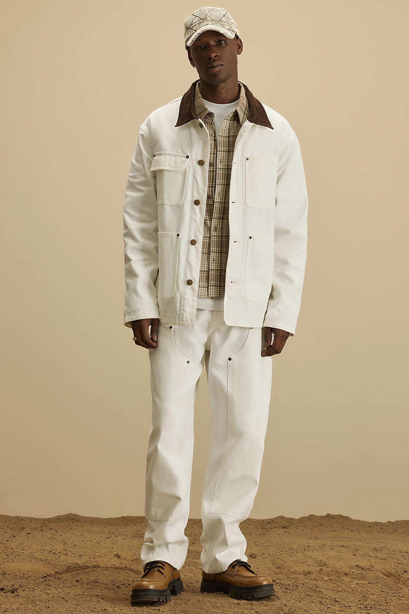 Alexander Double Knee Straight Utility Canvas Pants - White - Image 3