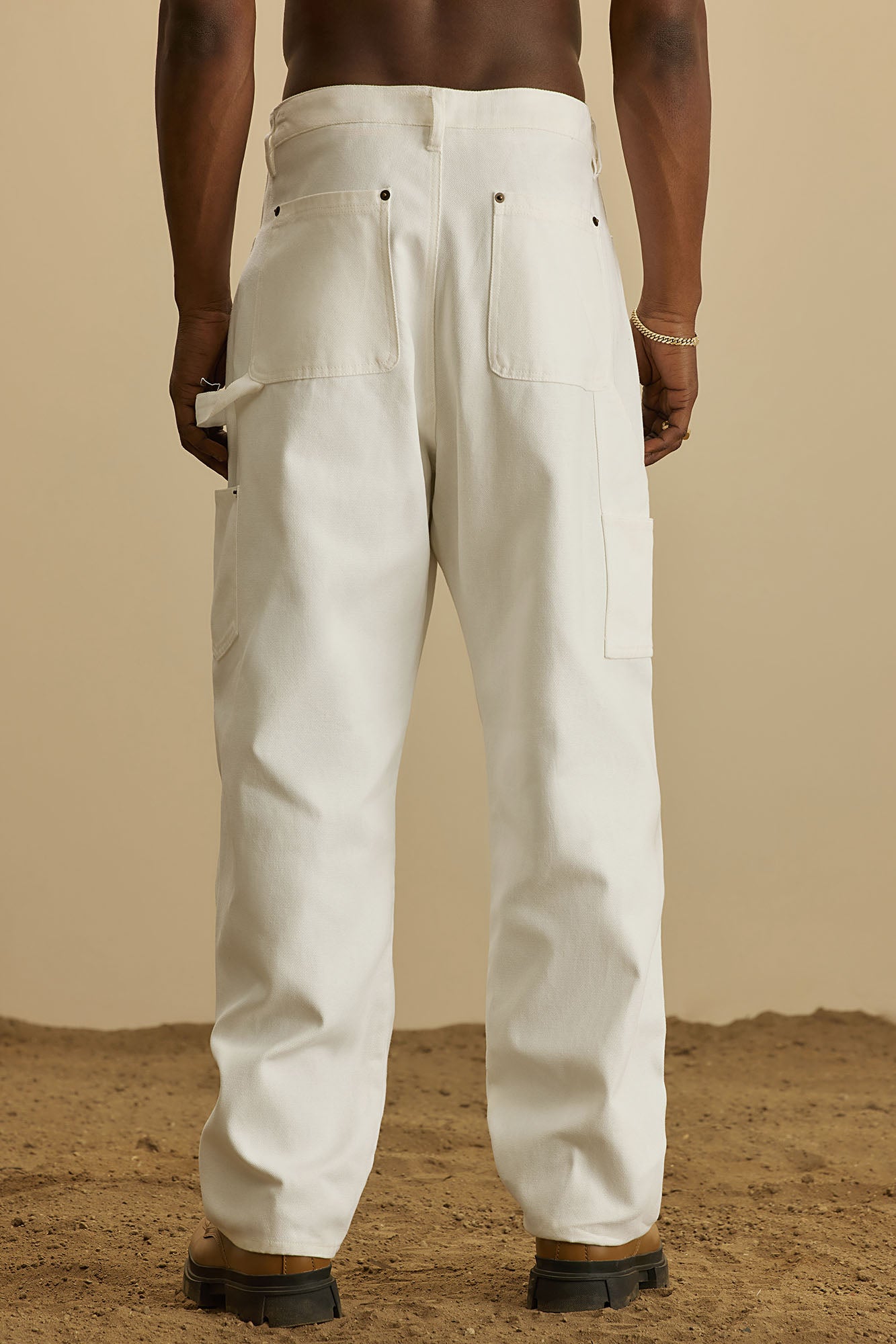 Alexander Double Knee Straight Utility Canvas Pants - White - Image 4