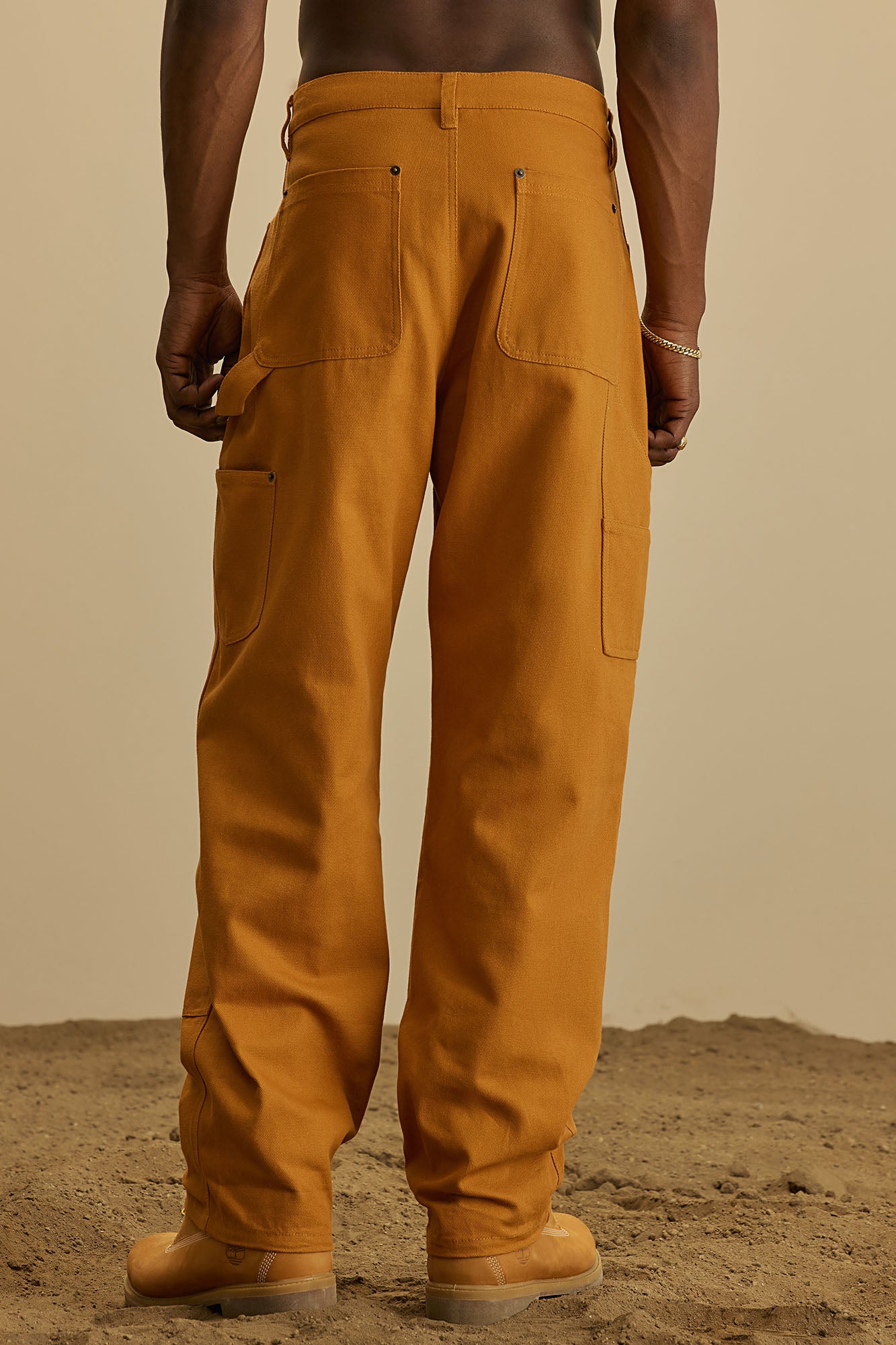 Alexander Double Knee Straight Utility Canvas Pants - Tan - Image 4
