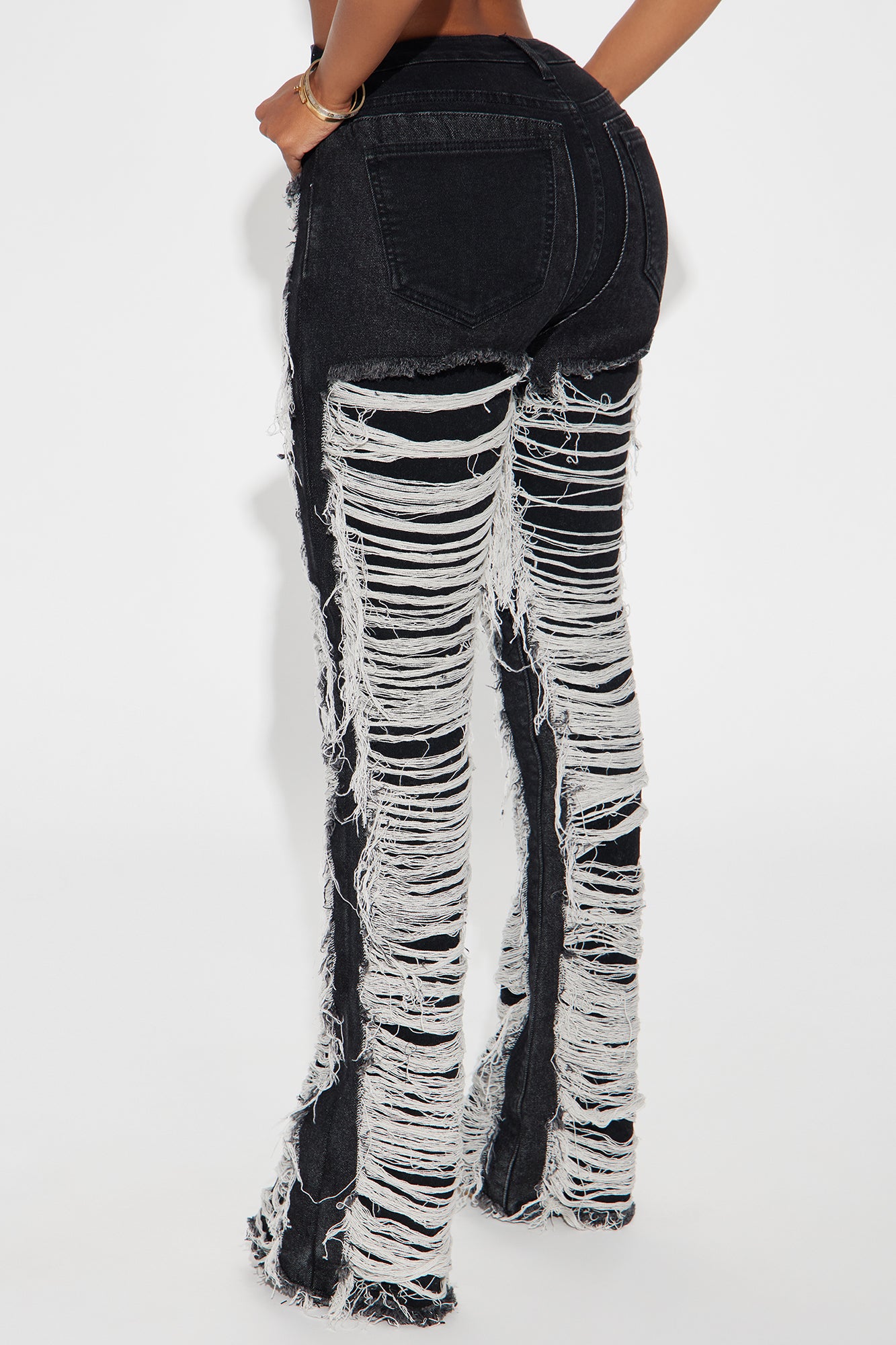 Know The Drill Shredded Bootcut Jeans - Black - Image 3