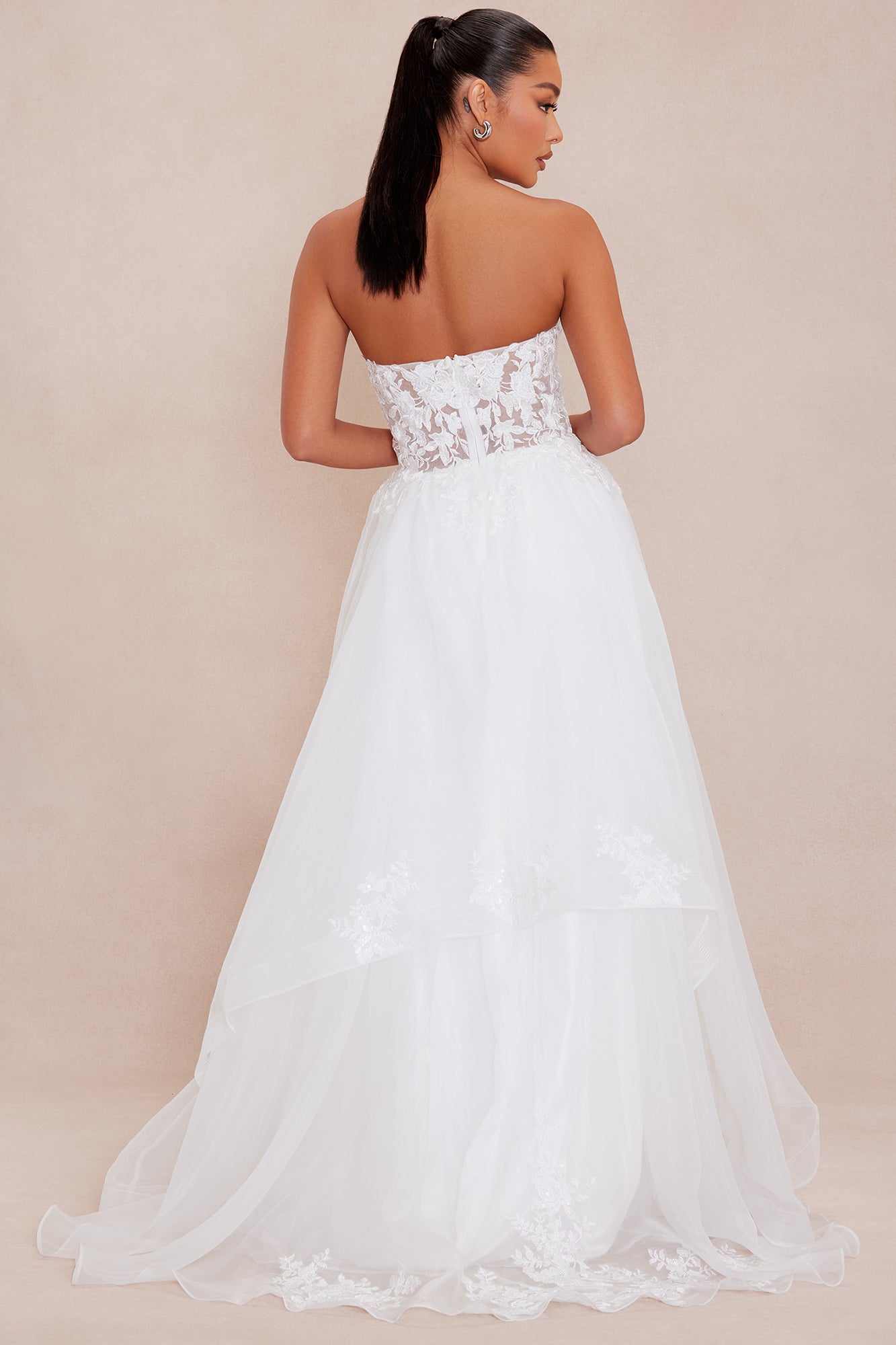 Valentina Floral Embroidered Gown - White - Image 4