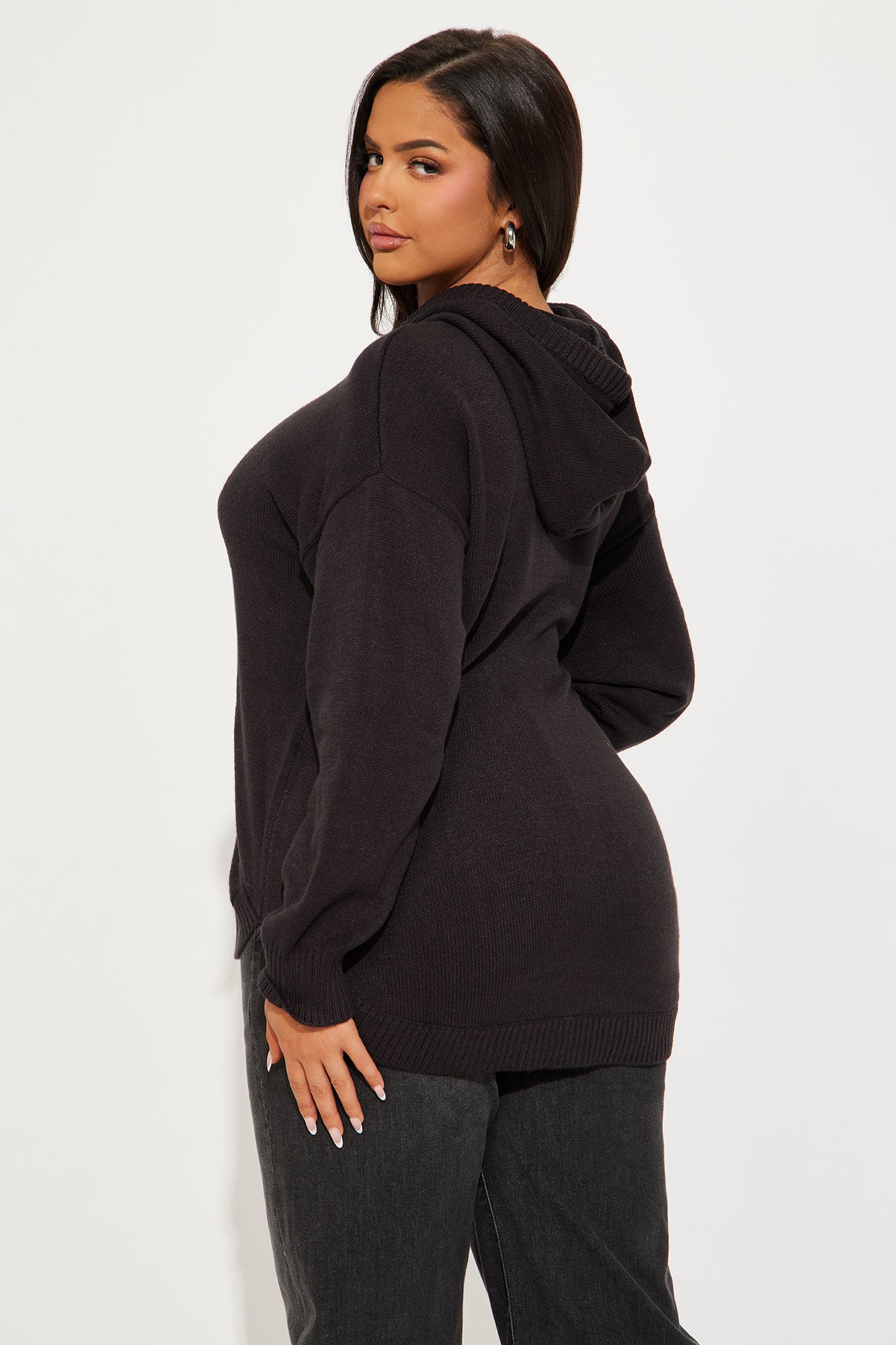 Never Parting Ways Hooded Sweater - Black - Image 6