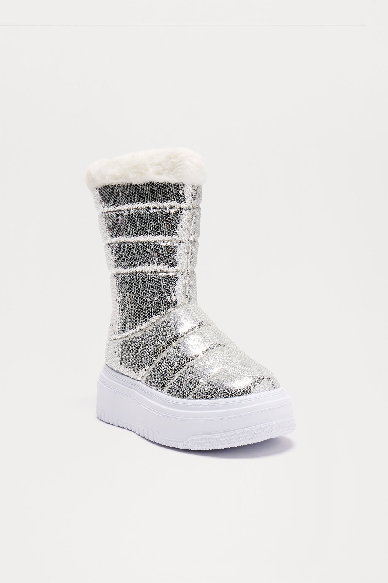Bella Sequin Platform Boots - Silver - Image 3